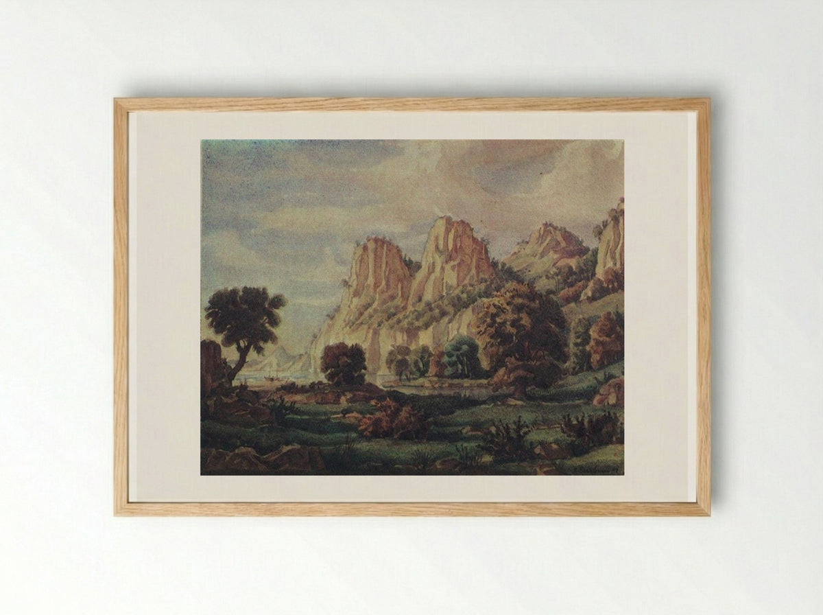 Composition (Mountainous Coastal View) - Konstantin Bogaevsky - Framed Print Wood