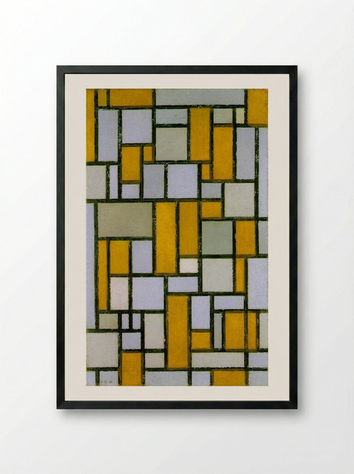 Composition with Gray and Light Brown - Piet Mondrian - Framed Print Black