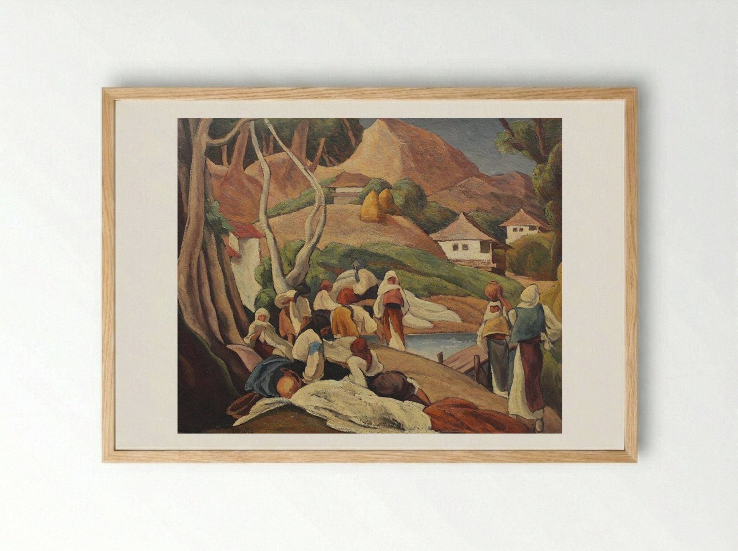 Composition with Peasant Women at Intersection - Ion Theodorescu-Sion - Framed Print Wood
