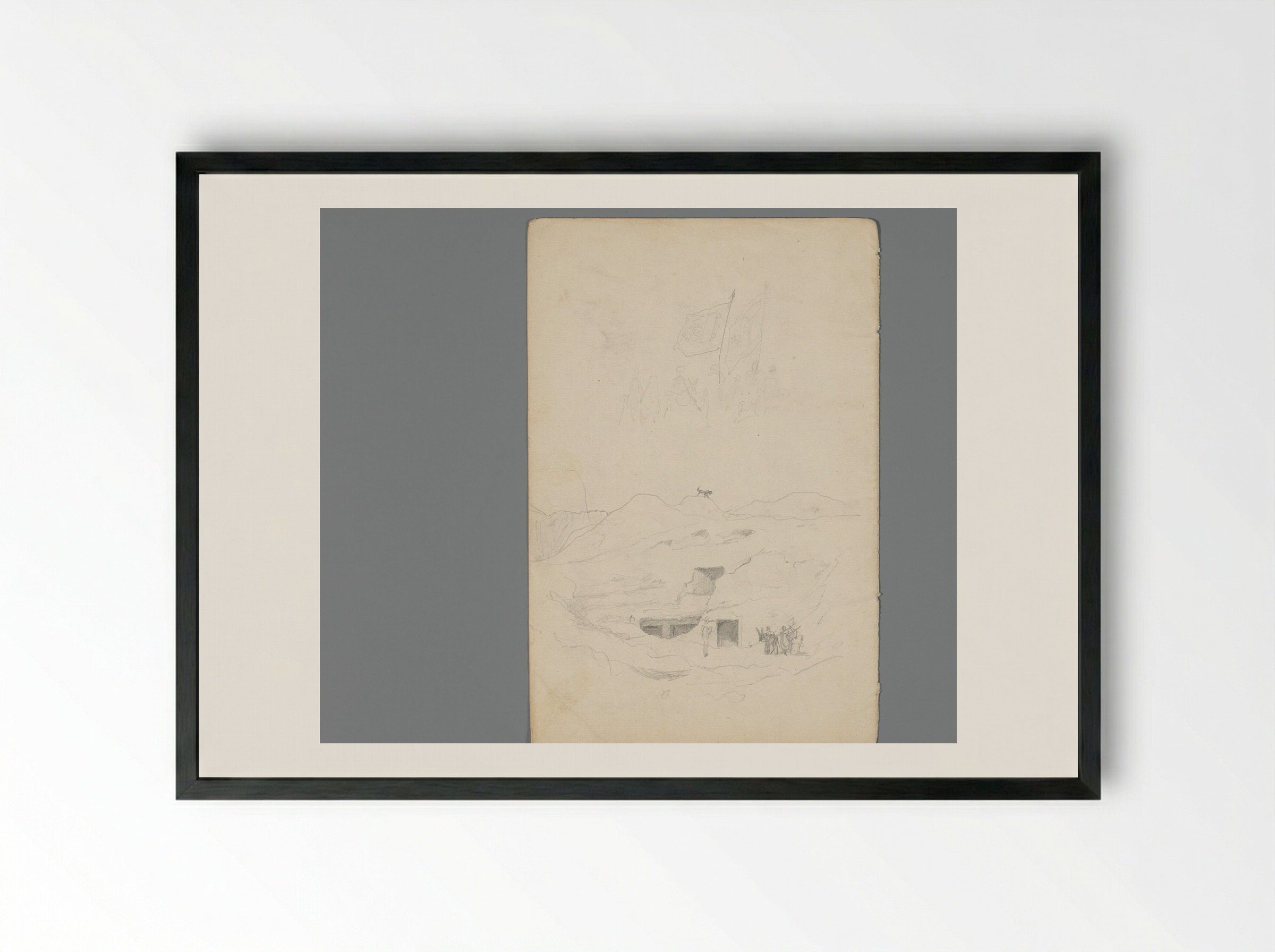 Composition with Rock Tombs and Figures with Flags - Willem de Famars Testas - Framed Print Black