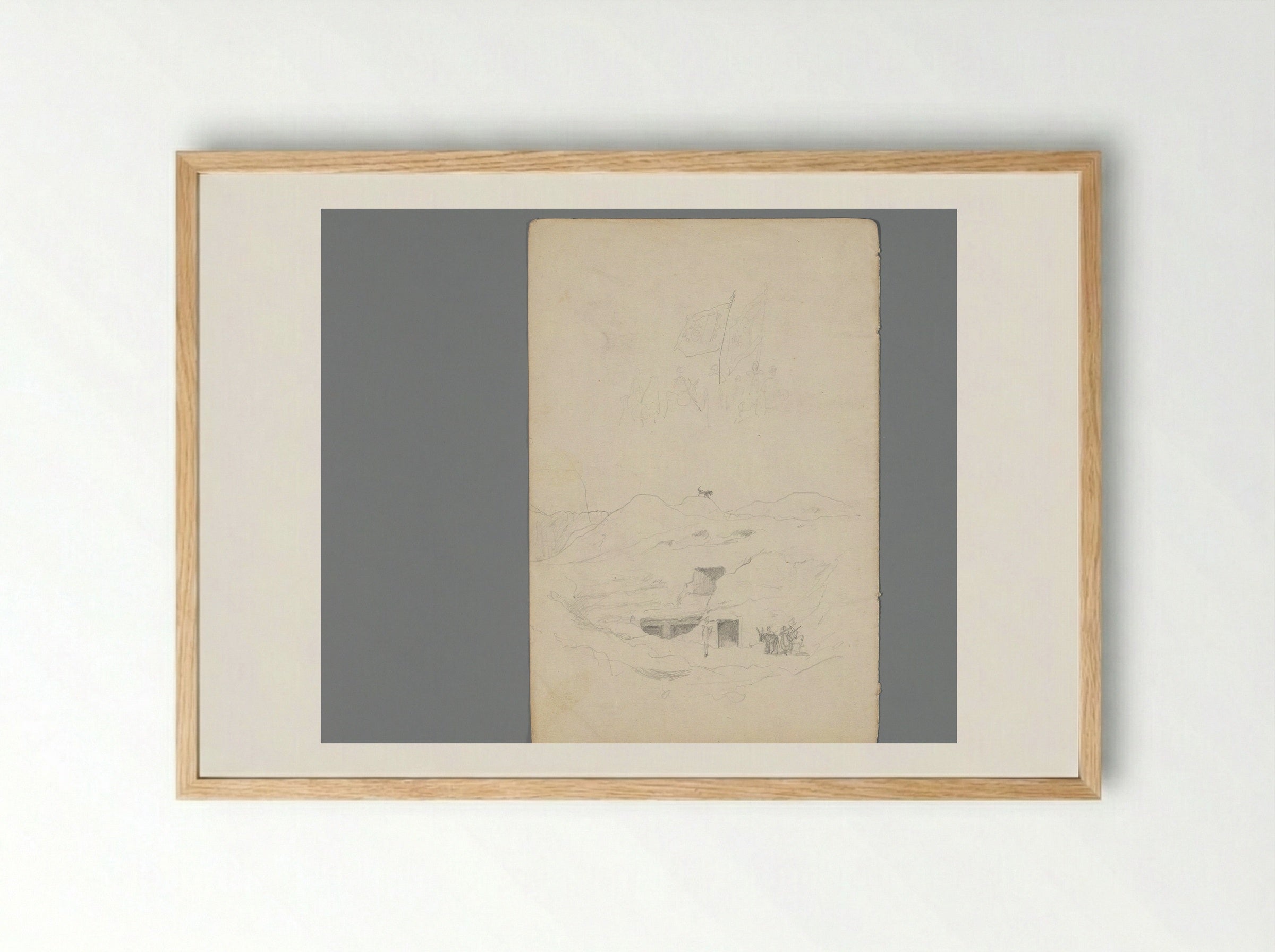 Composition with Rock Tombs and Figures with Flags - Willem de Famars Testas - Framed Print Wood