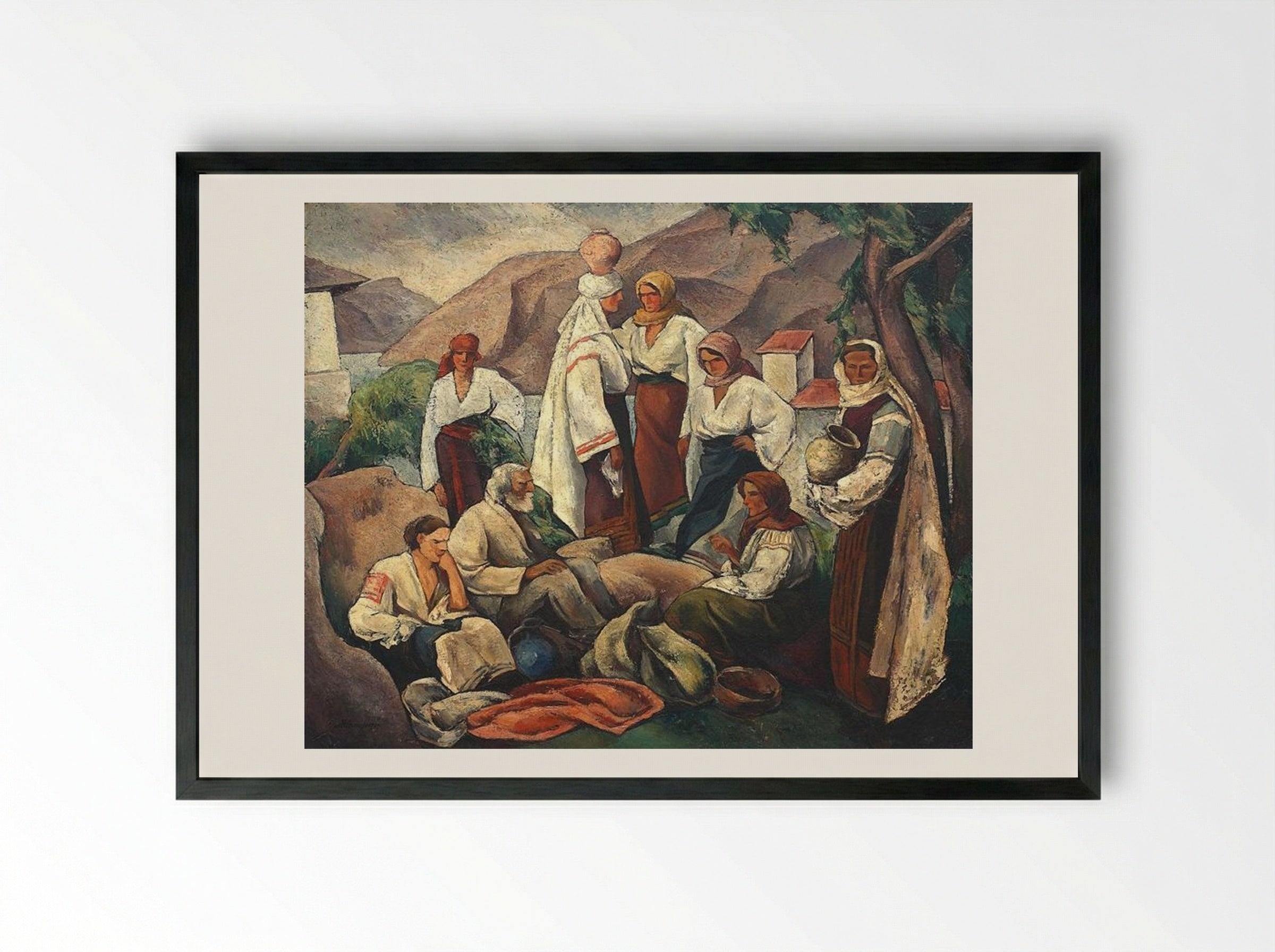 Composition with Romanian Motifs - Ion Theodorescu-Sion - Framed Print Black