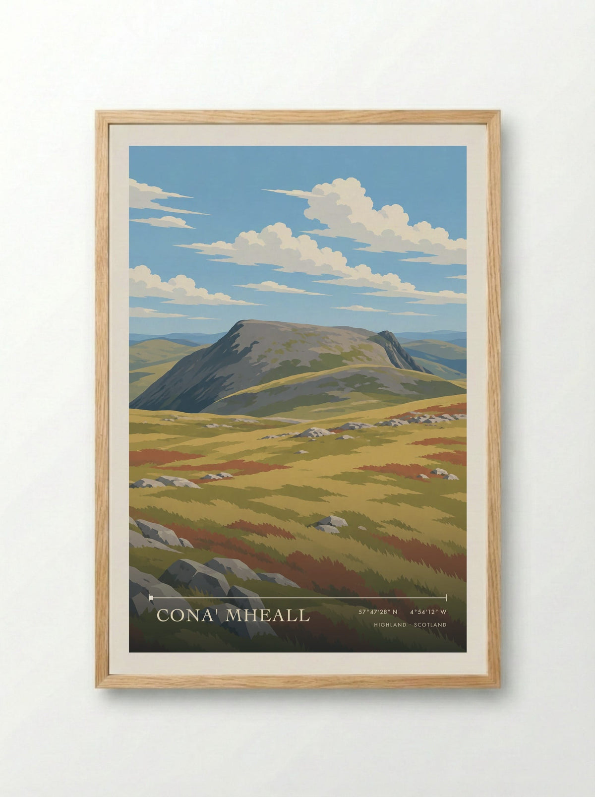 Cona' Mheall, Highland | Travel Poster - Framed Print Wood