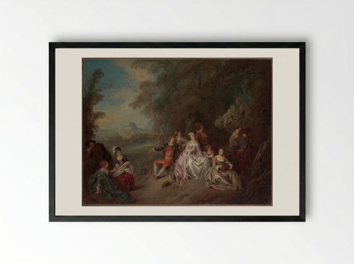 Concert Champêtre - Jean-Baptiste Joseph Pater - Framed Print Black