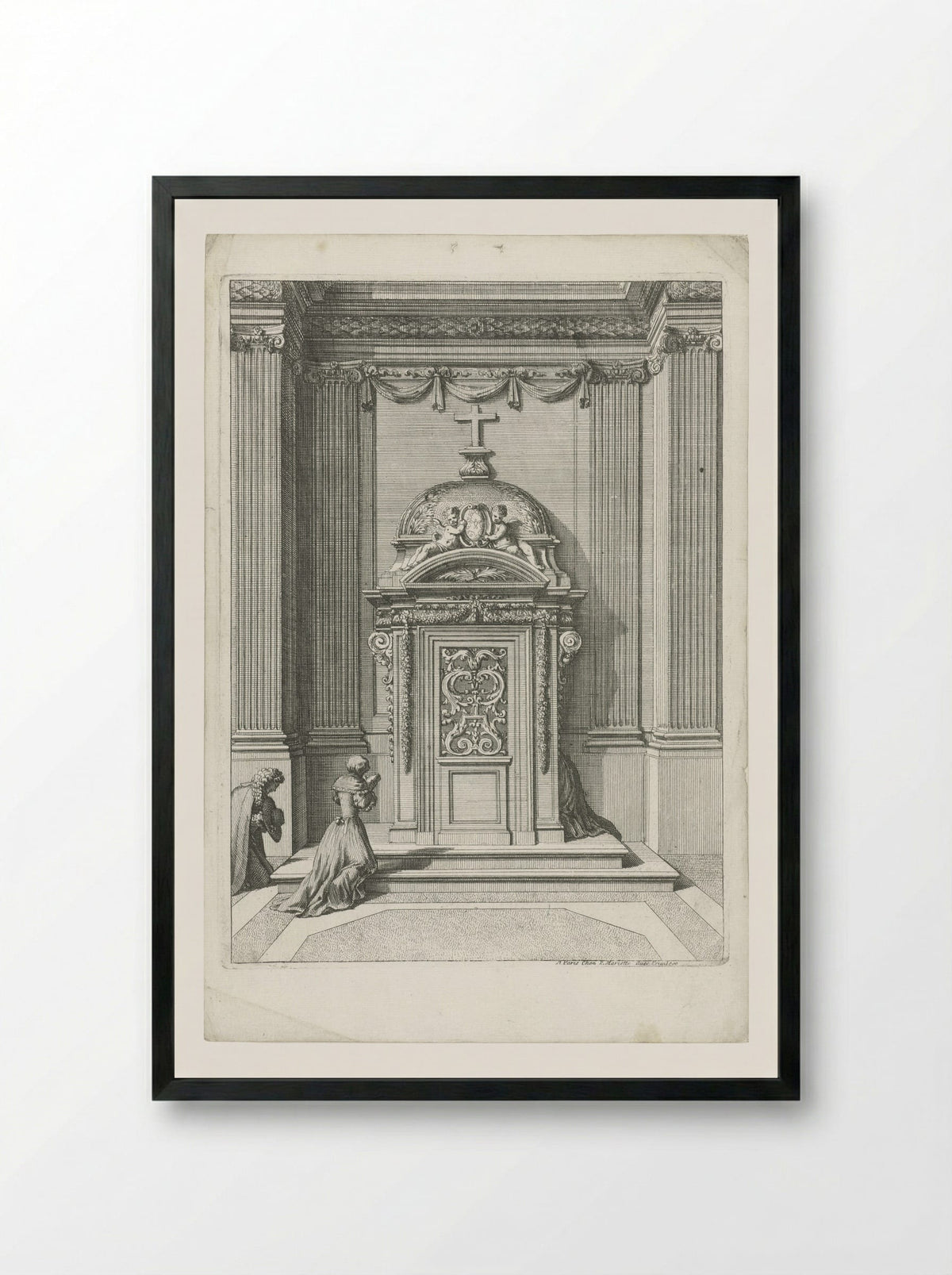 Confessional in a Niche - Jean Lepautre - Framed Print Black