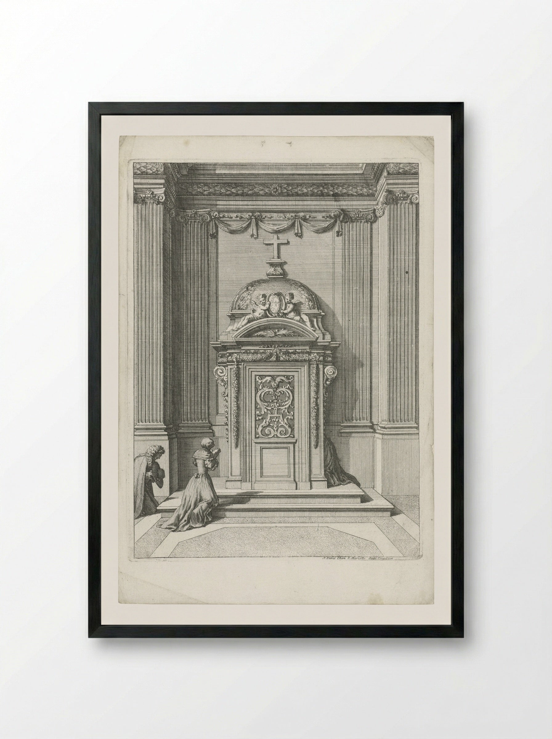 Confessional in a Niche - Jean Lepautre - Framed Print Black