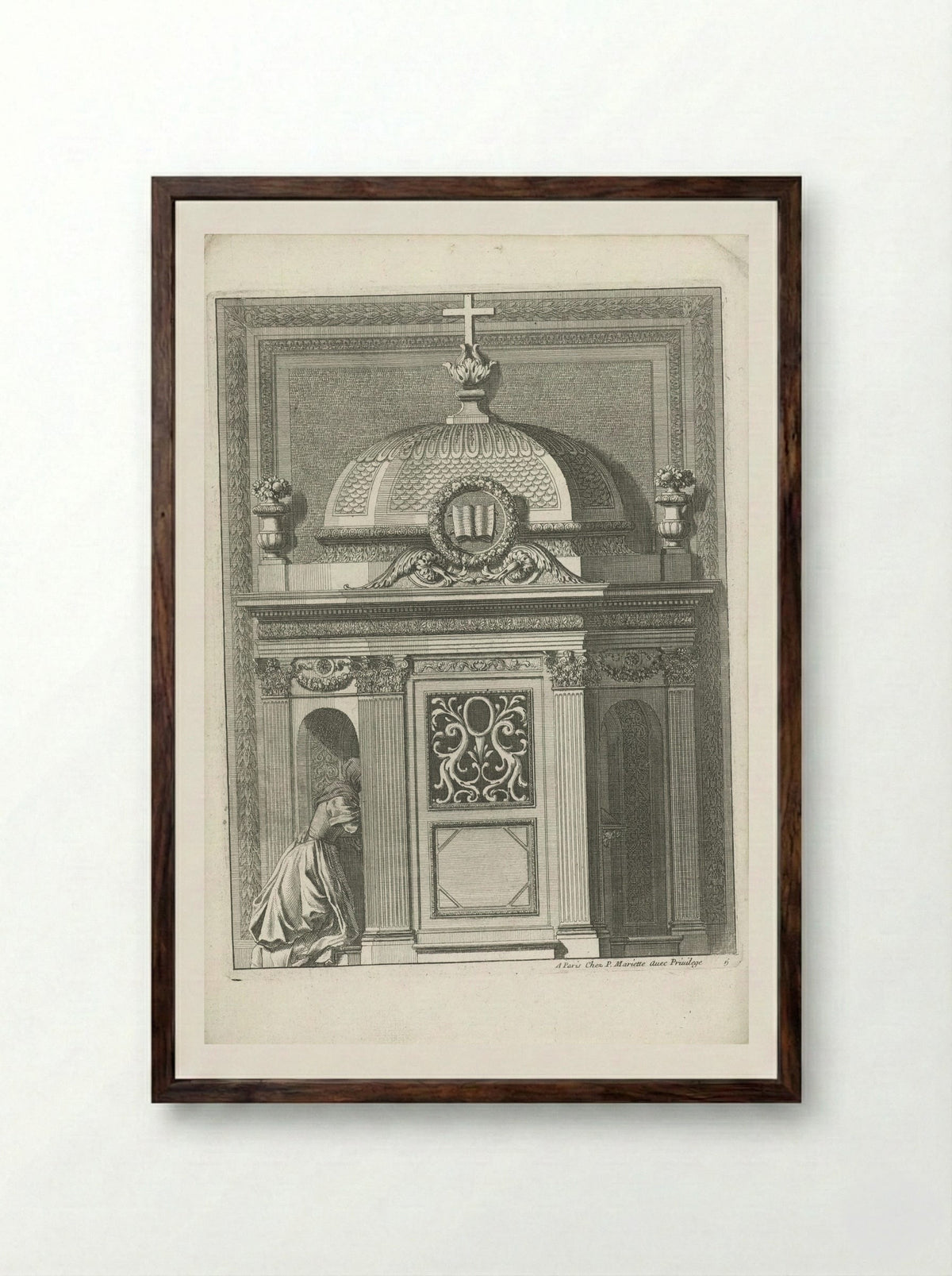 Confessional with Dome - Jean Lepautre - Framed Print Dark Wood