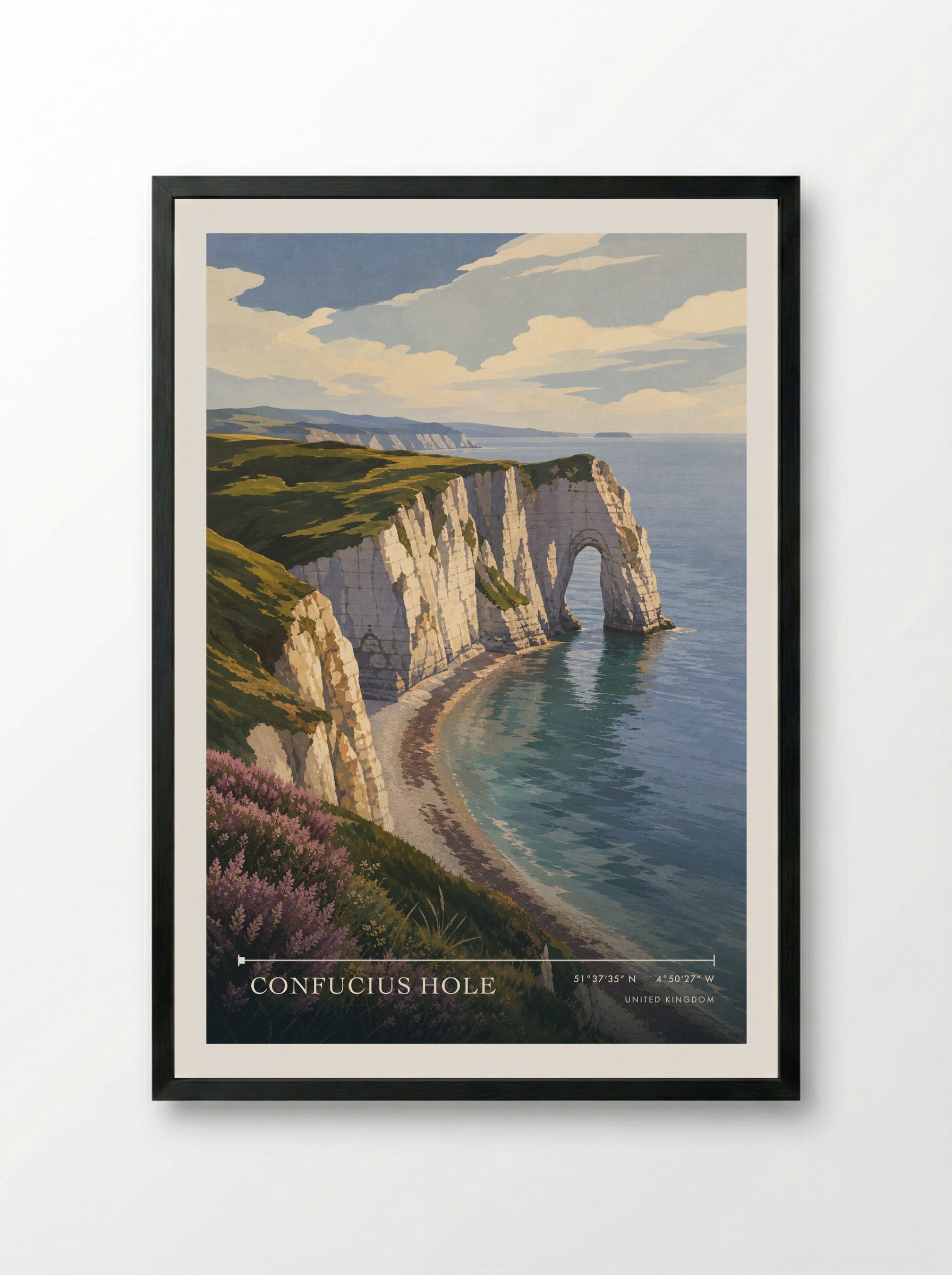 Confucius Hole United Kingdom Travel Poster - Framed Print Black