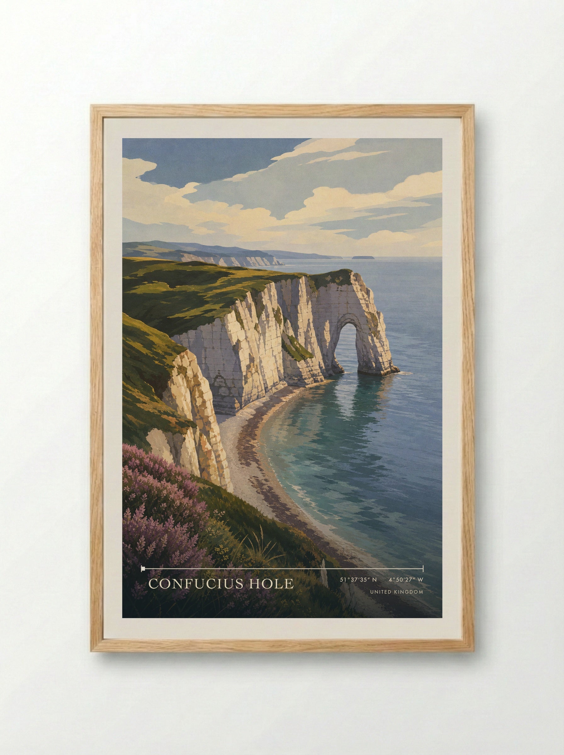 Confucius Hole United Kingdom Travel Poster - Framed Print Wood