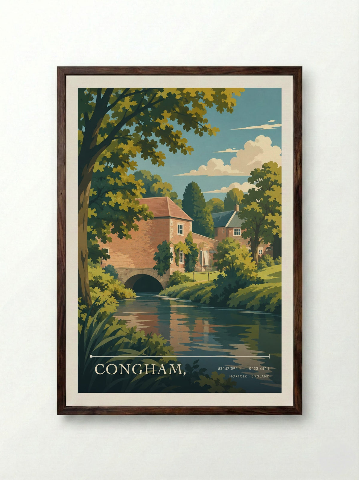 Congham, Norfolk | Travel Poster - Framed Print Dark Wood