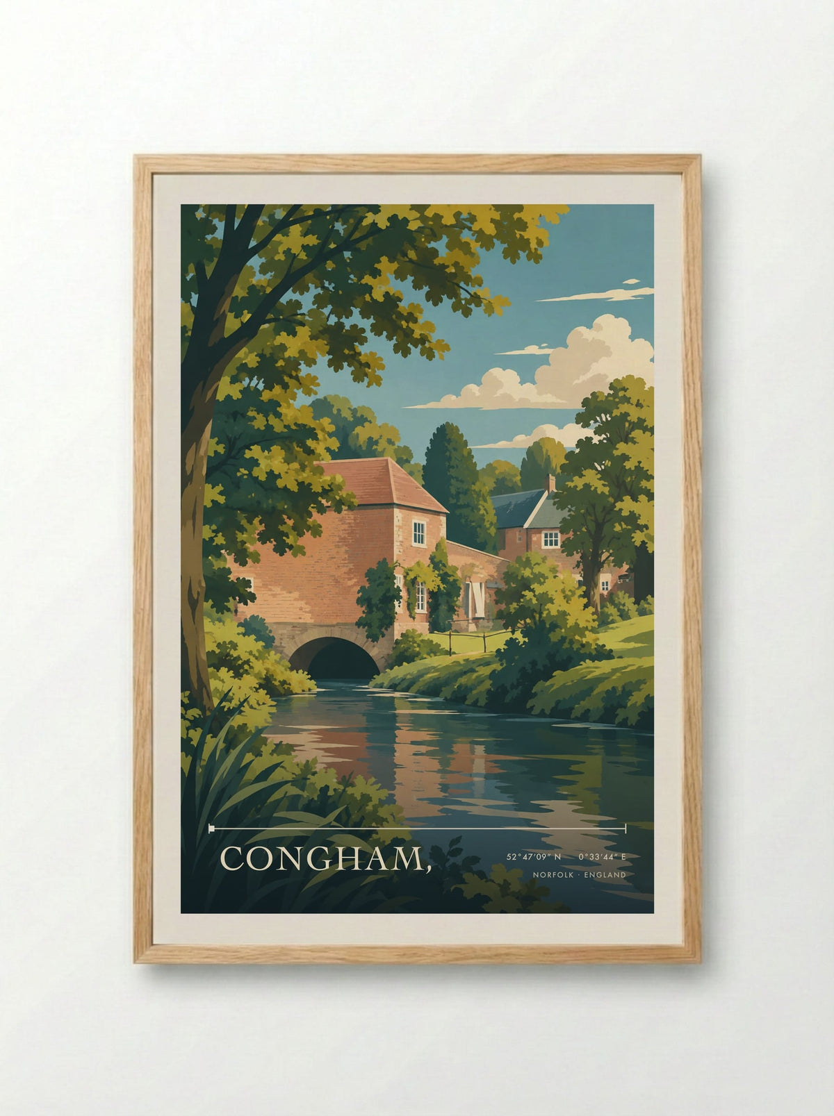 Congham, Norfolk | Travel Poster - Framed Print Wood