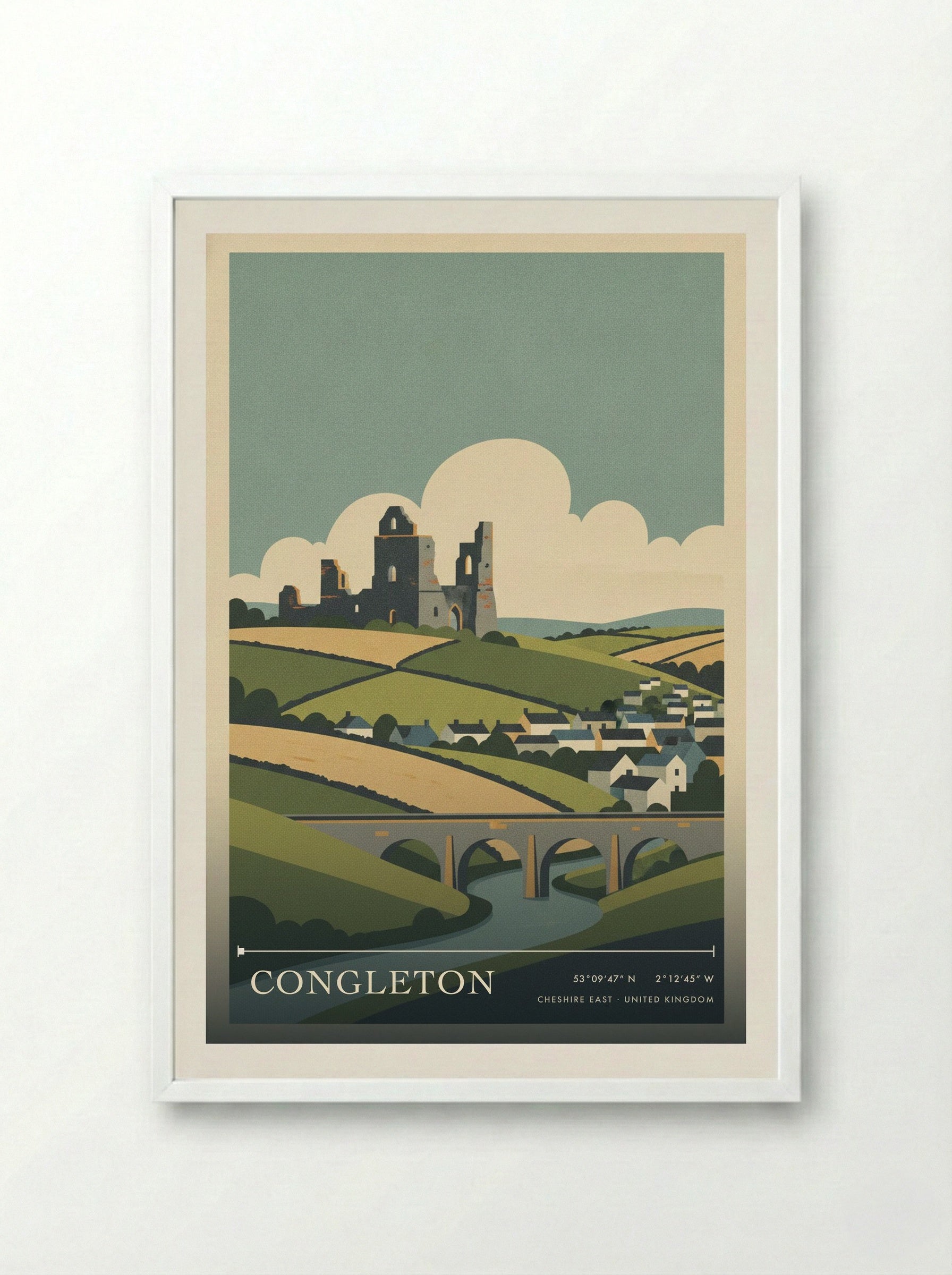 Congleton Cheshire East United Kingdom Travel Poster - Framed Print White