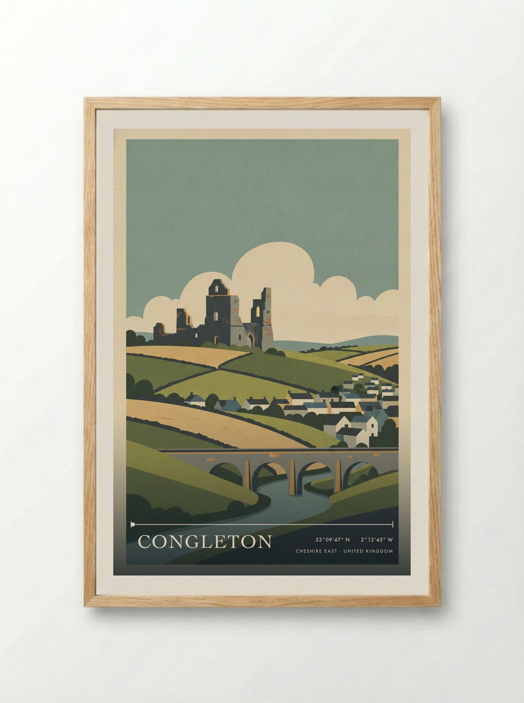 Congleton Cheshire East United Kingdom Travel Poster - Framed Print Wood