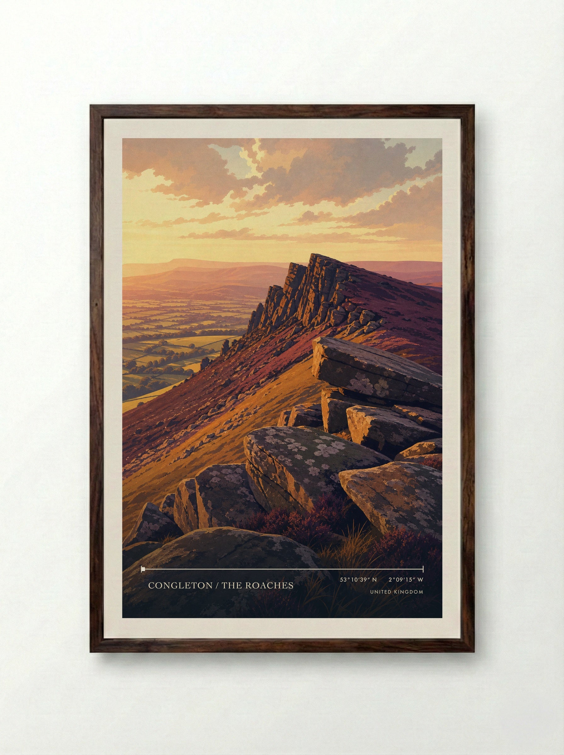 Congleton / The Roaches United Kingdom Travel Poster - Framed Print Dark Wood