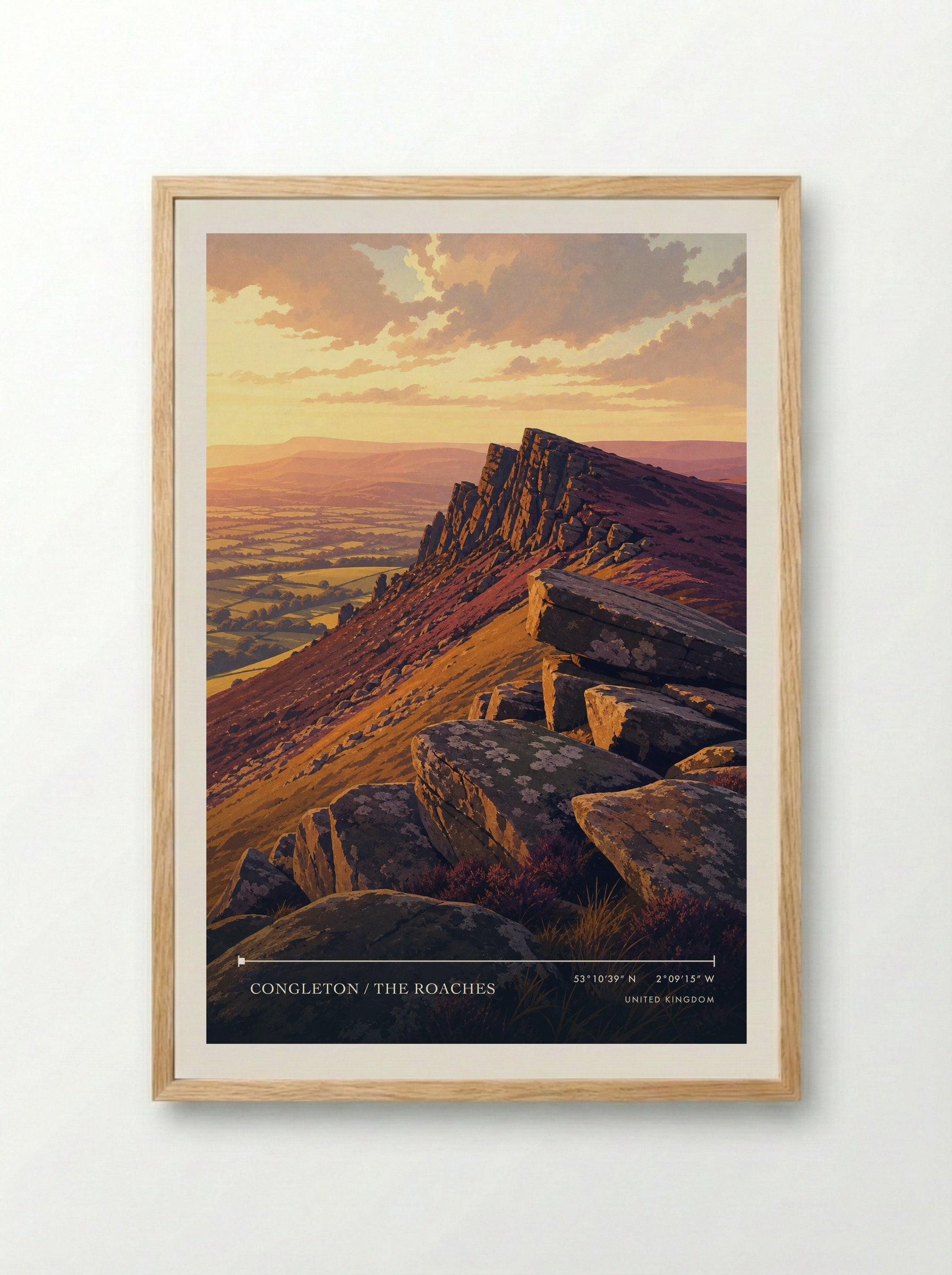 Congleton / The Roaches United Kingdom Travel Poster - Framed Print Wood