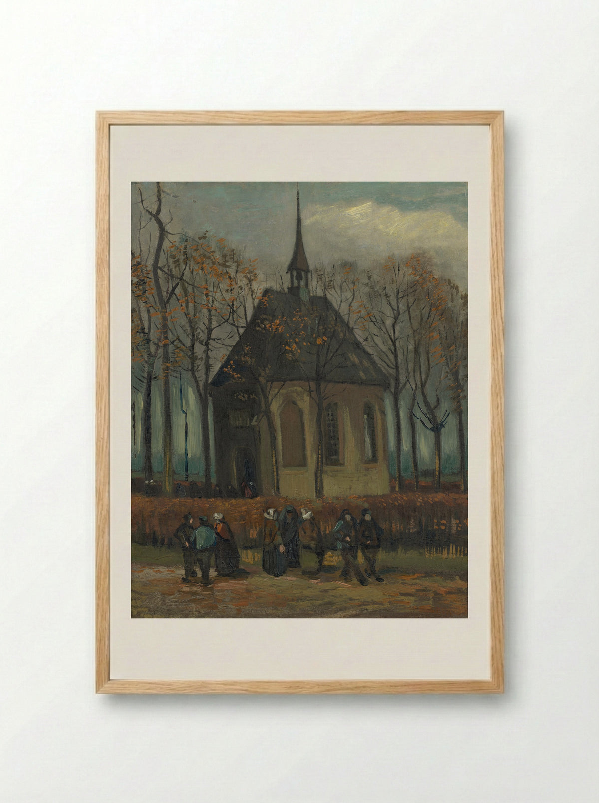 Congregation Leaving the Reformed Church in Nuenen - Vincent van Gogh - Framed Print Wood