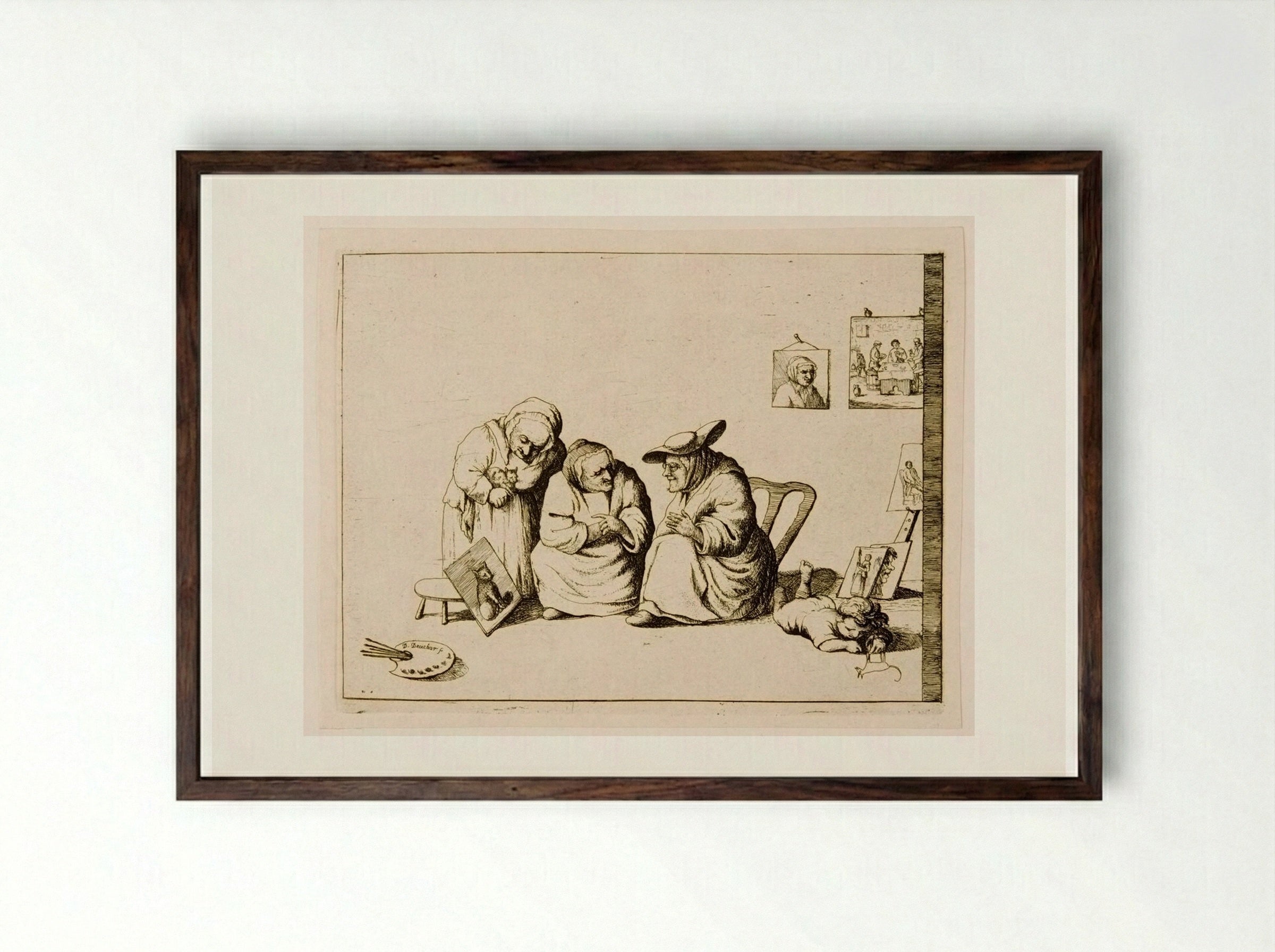 Connoisseurs of Painting - David Deuchar - Framed Print Dark Wood