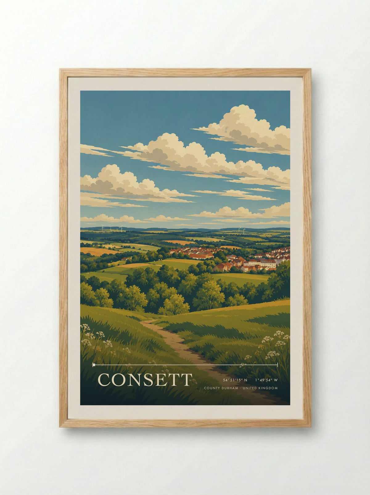 Consett, County Durham | Travel Poster - Framed Print Wood