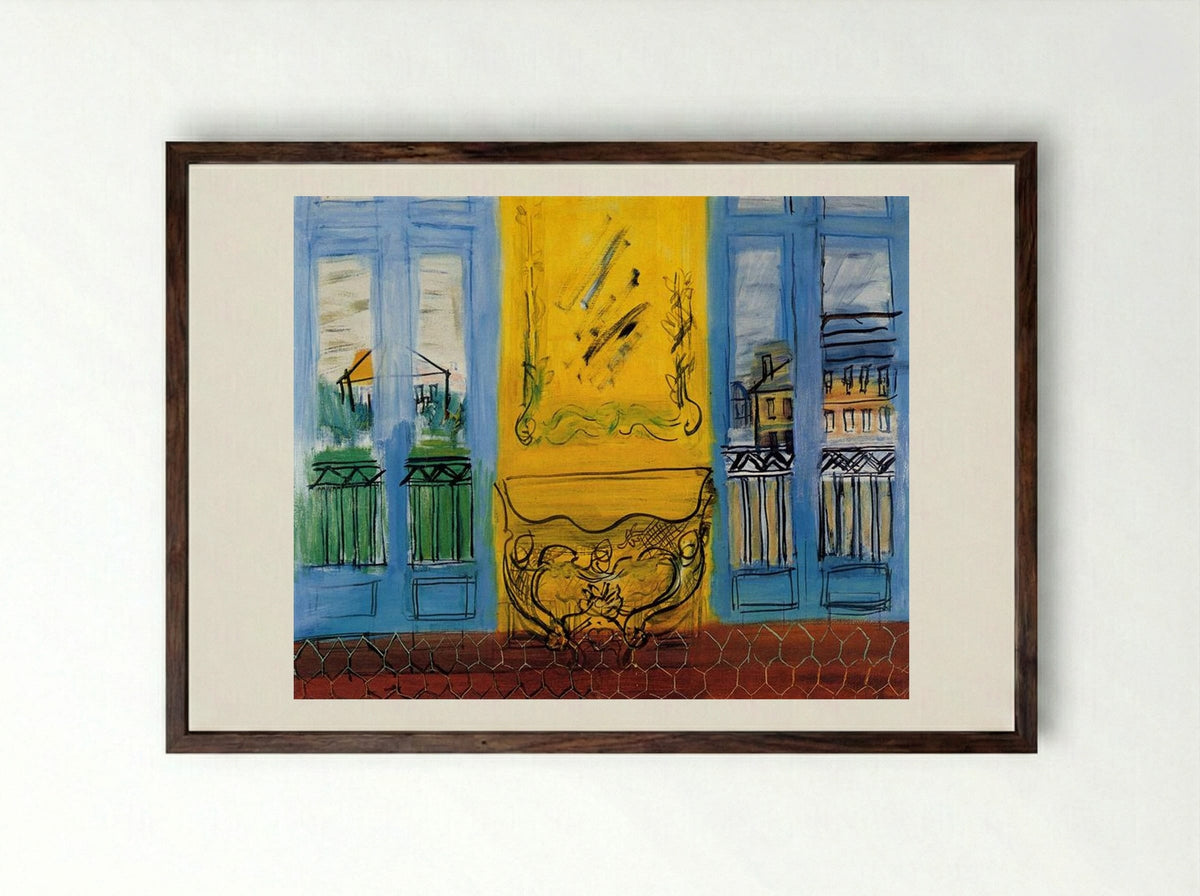 Console With Two Windows - Raoul Dufy - Framed Print Dark Wood