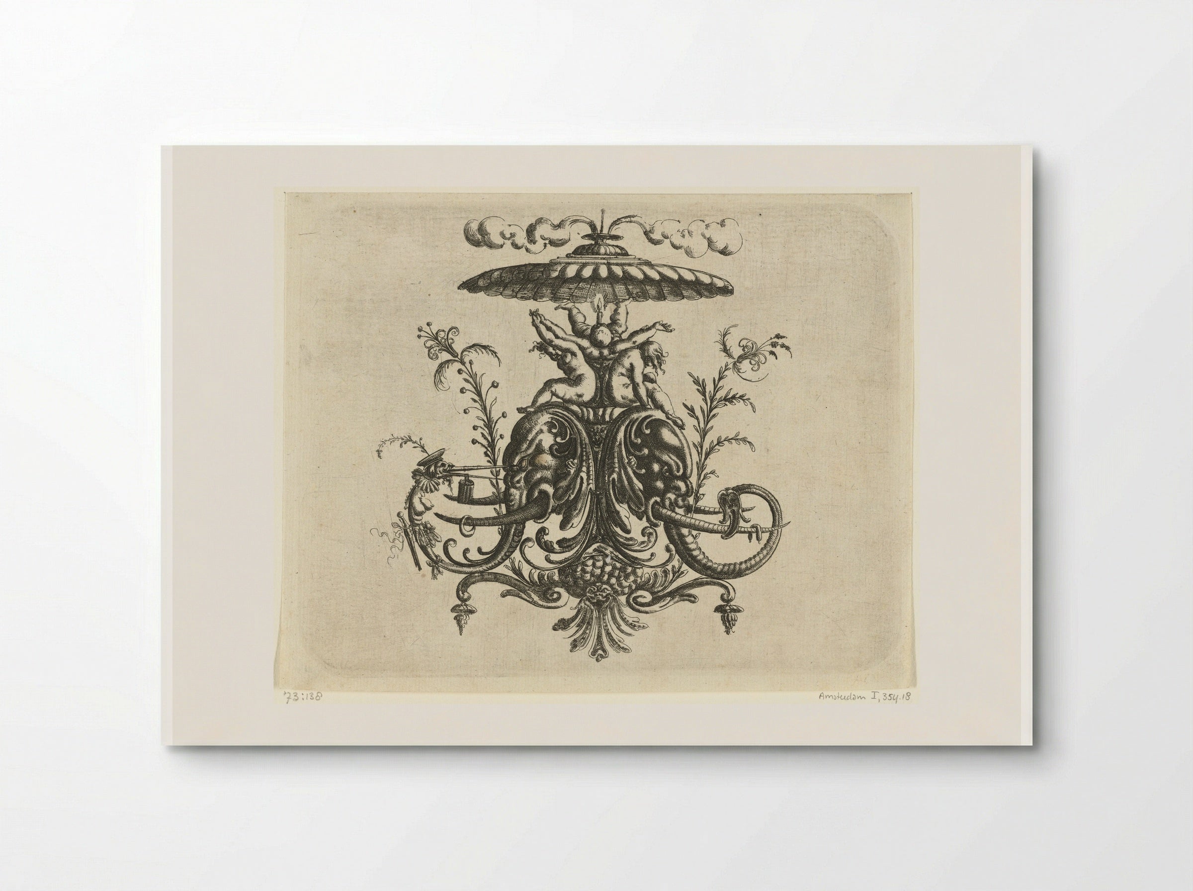 Console with Two Elephant Heads - Christoph Jamnitzer - Poster