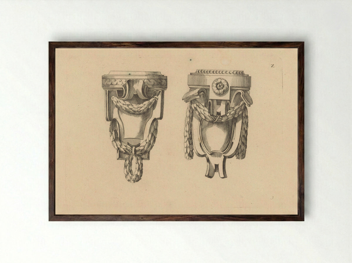 Consoles met guirlandes - Gottlieb Friedrich Riedel - Framed Print Dark Wood