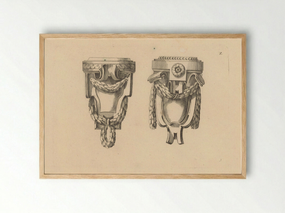 Consoles met guirlandes - Gottlieb Friedrich Riedel - Framed Print Wood