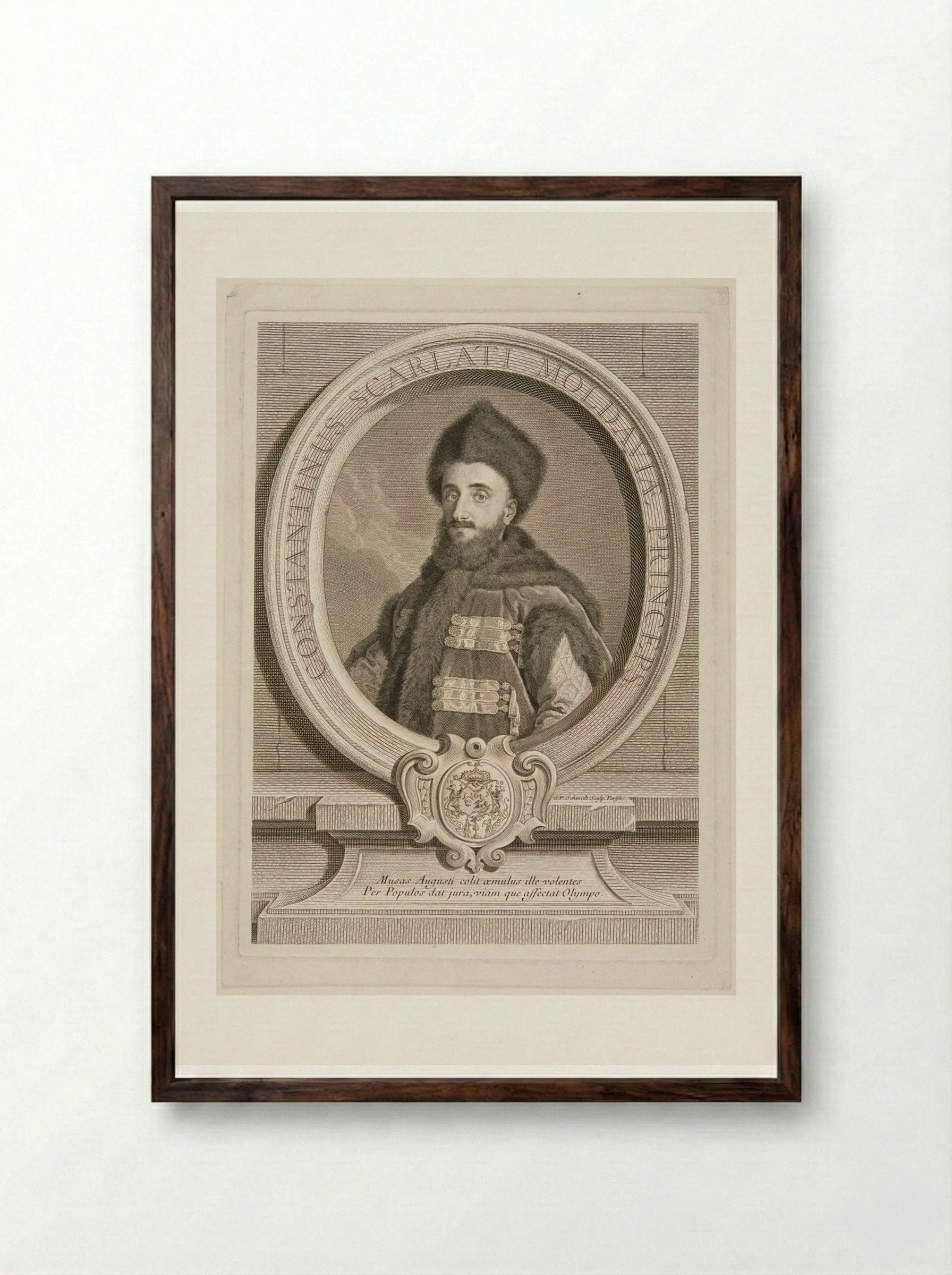 Constantine Moldavi, Prince of Scarlati - Georg Friedrich Schmidt - Framed Print Dark Wood