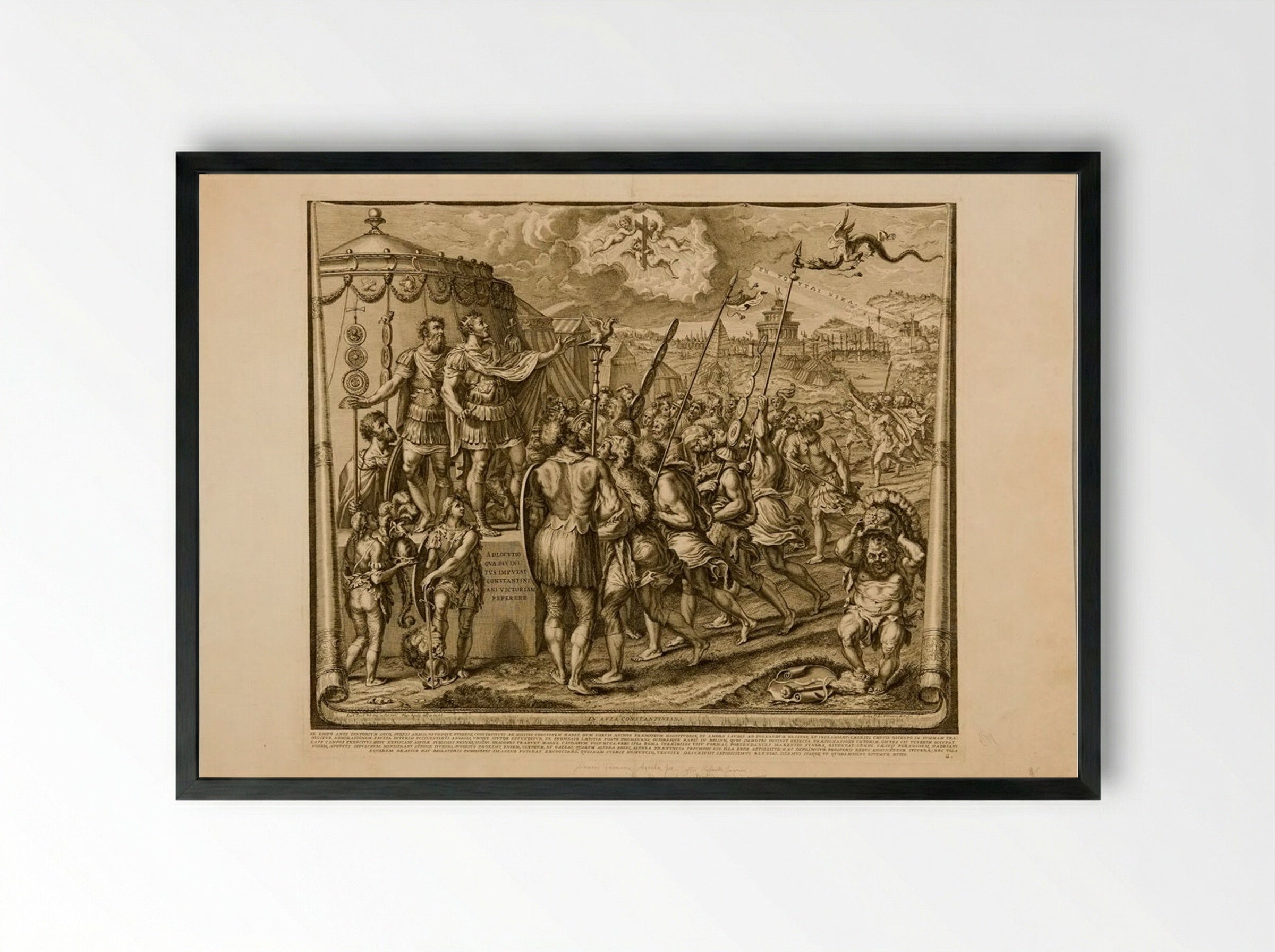 Constantine's Address to his Troops - Francesco Faraone Aquila - Framed Print Black