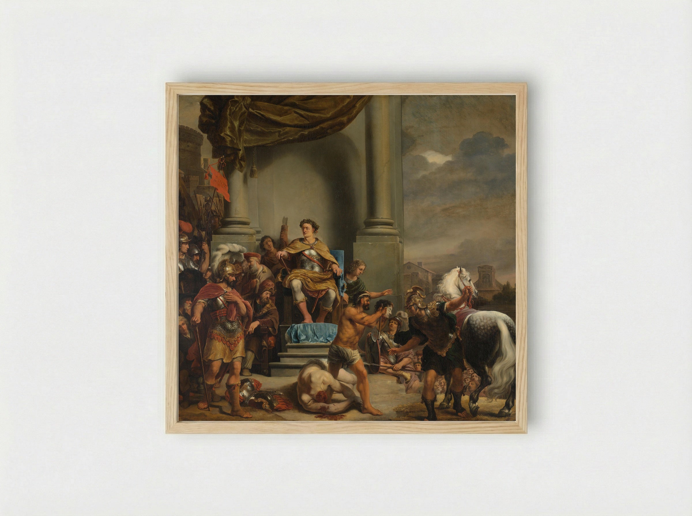 Consul Titus Manlius Torquatus Orders the Execution of His Son - Ferdinand Bol - Framed Print Wood