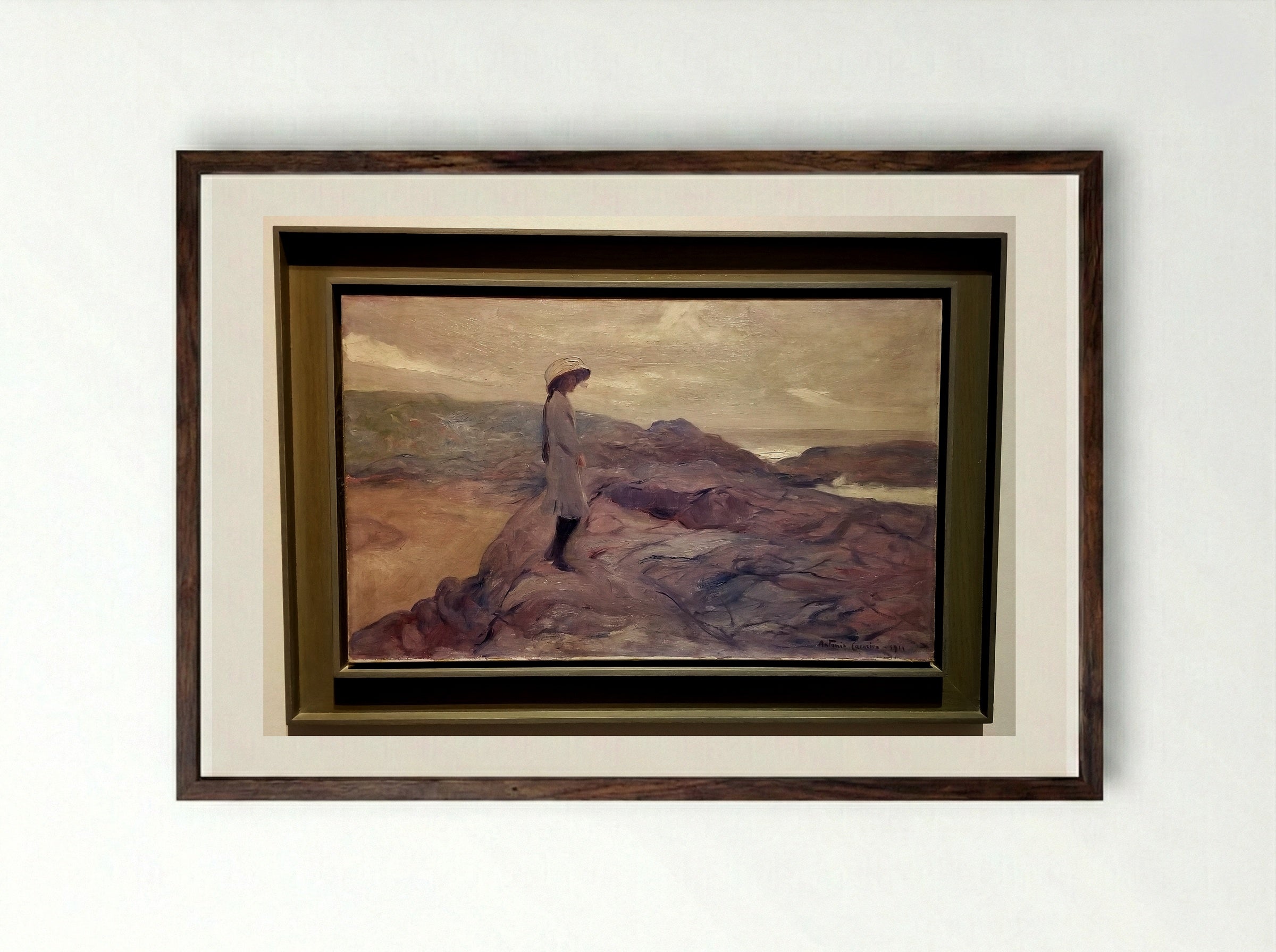 Contemplação - António Carneiro - Framed Print Dark Wood