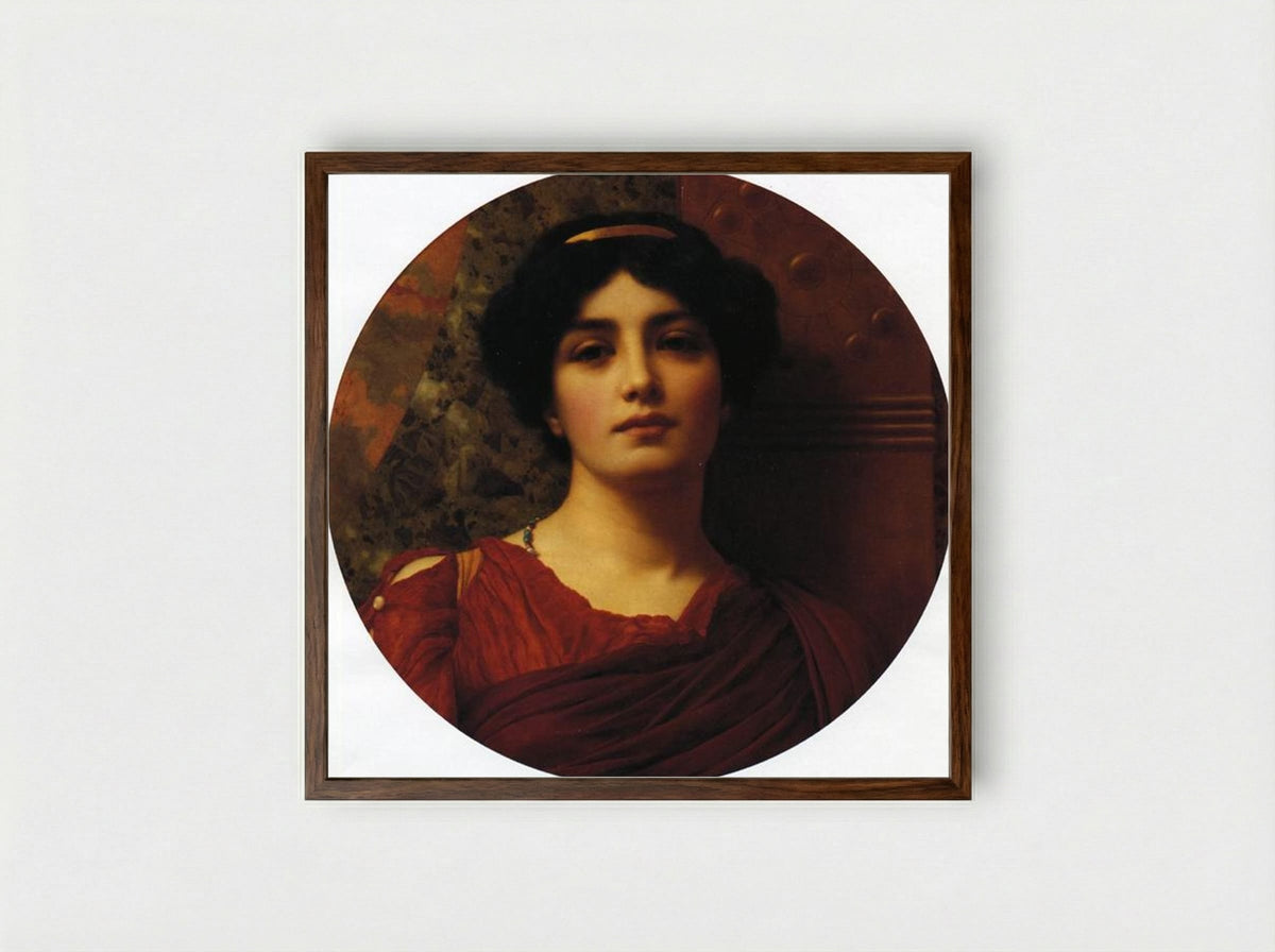 Contemplation - John William Godward - Framed Print Dark Wood