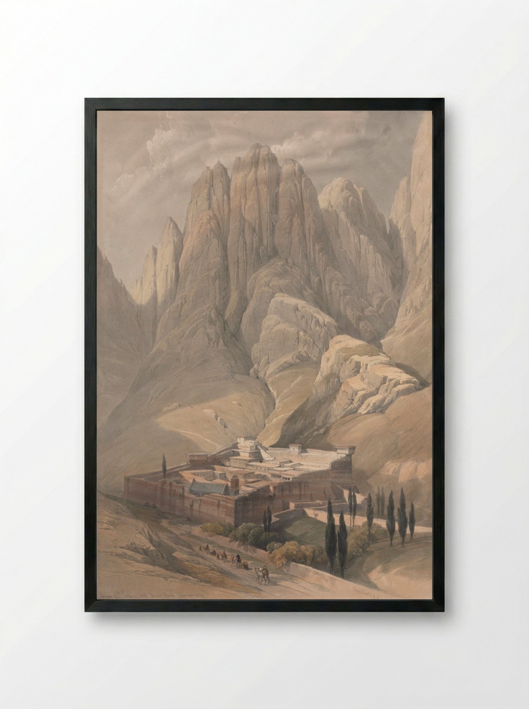 Convent of St. Catherine with Mount Horeb - David Roberts - Framed Print Black