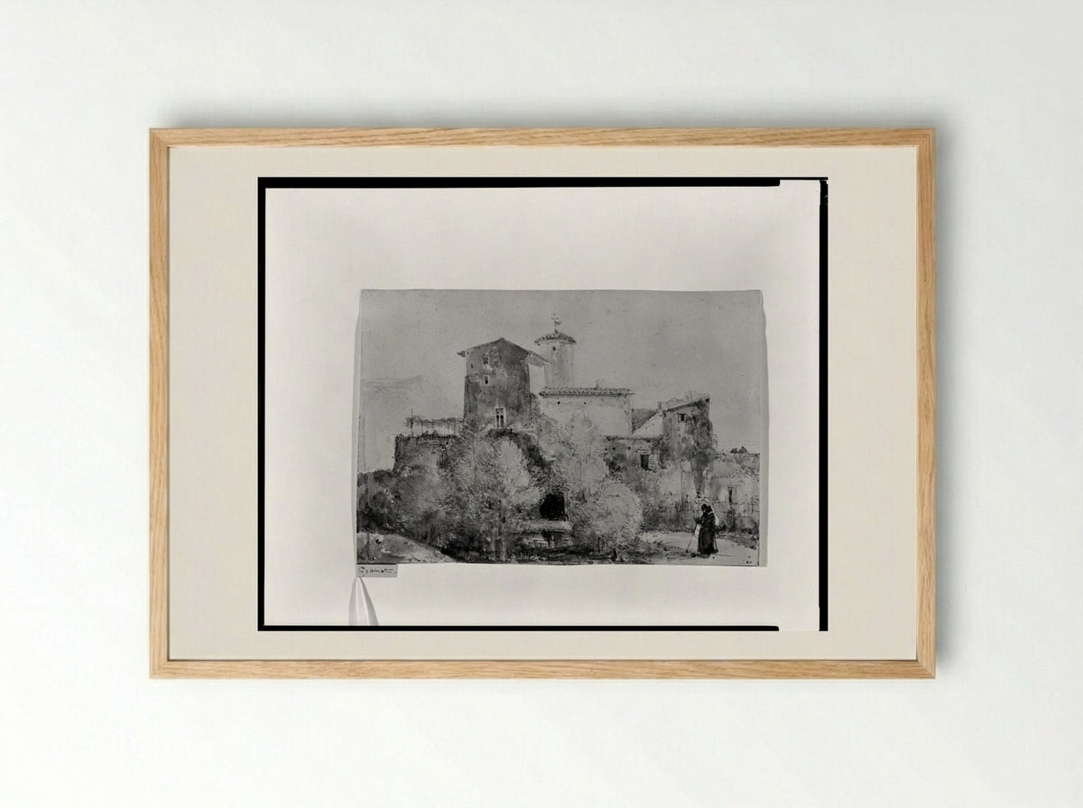 Convent with Monks - François-Marius Granet - Framed Print Wood