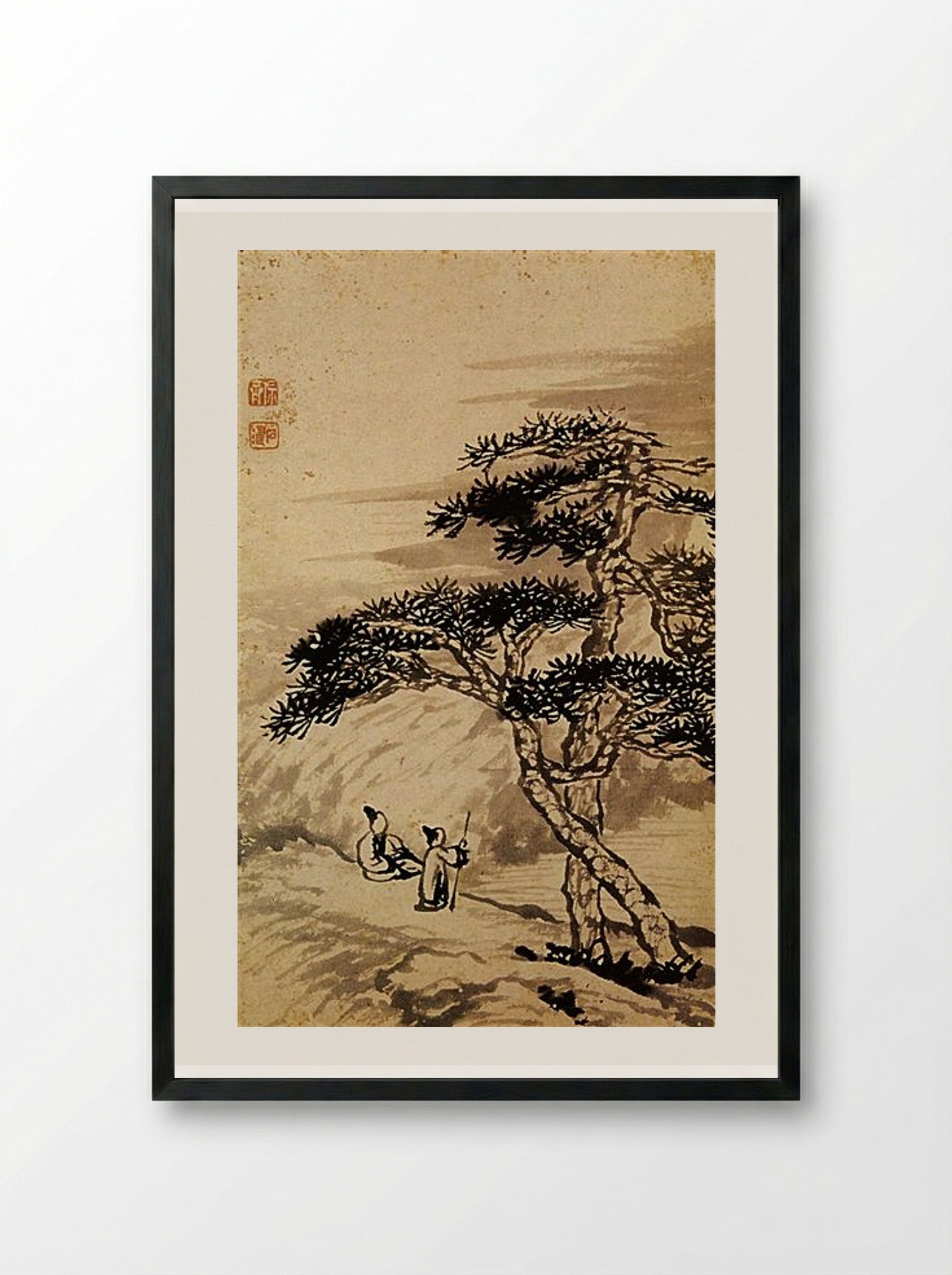 Conversation at the Edge of the Void - Shitao - Framed Print Black