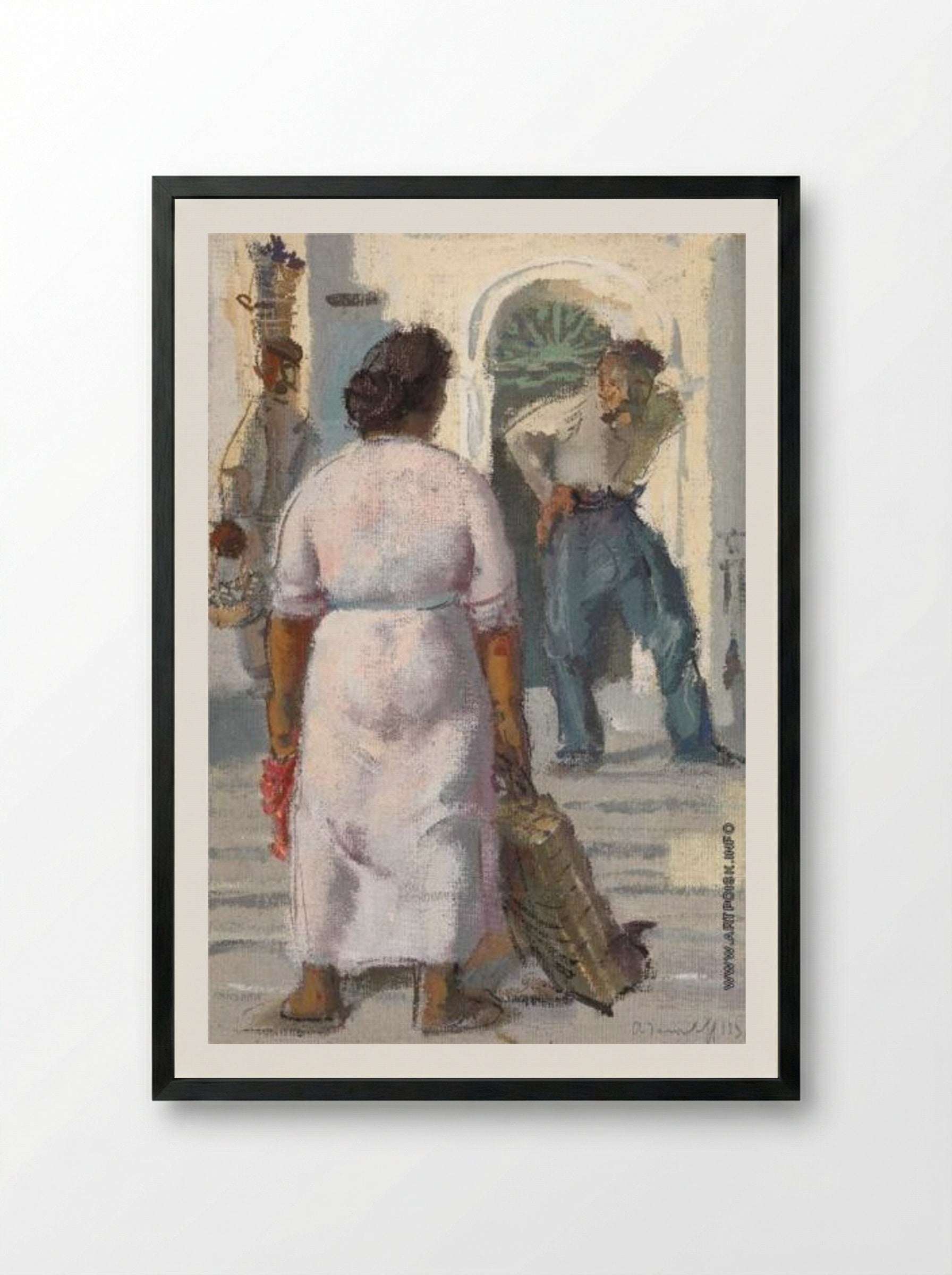 Conversation in Capri - Alexandre Jacovleff - Framed Print Black