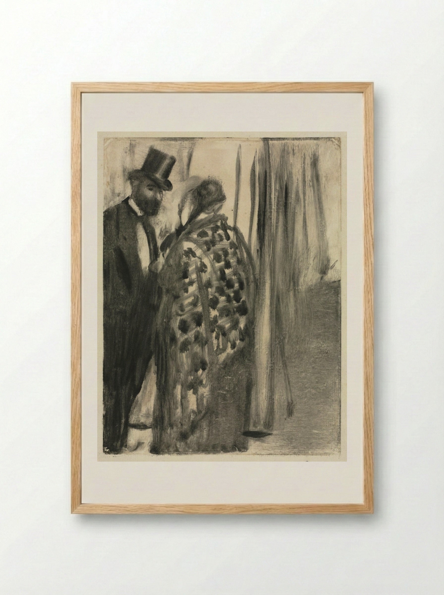 Conversation: Ludovic Halévy and Madame Cardinal - Edgar Degas - Framed Print Wood