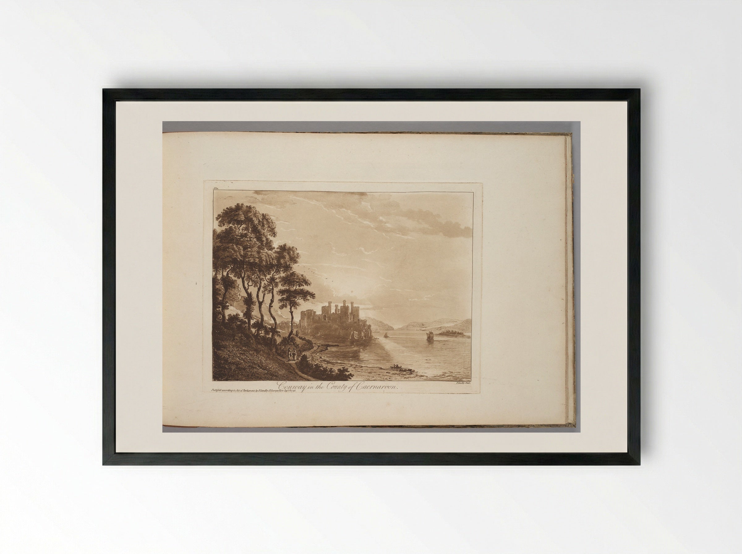 Conway in the County of Caernarvon - Paul Sandby - Framed Print Black