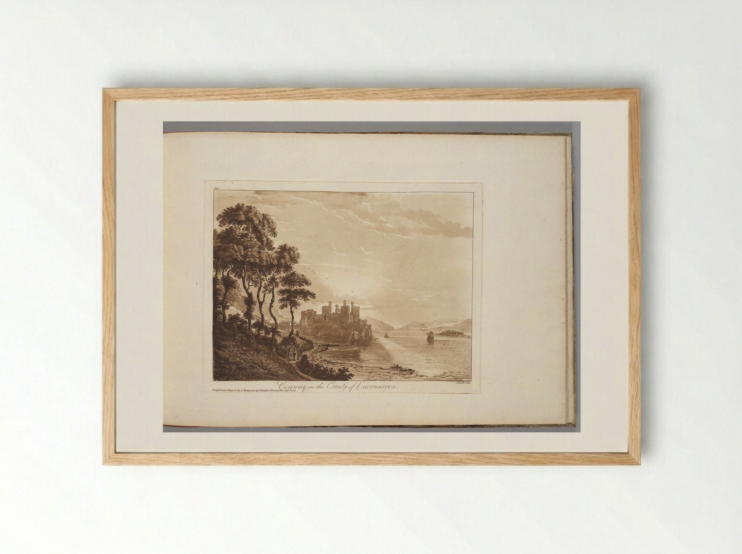 Conway in the County of Caernarvon - Paul Sandby - Framed Print Wood