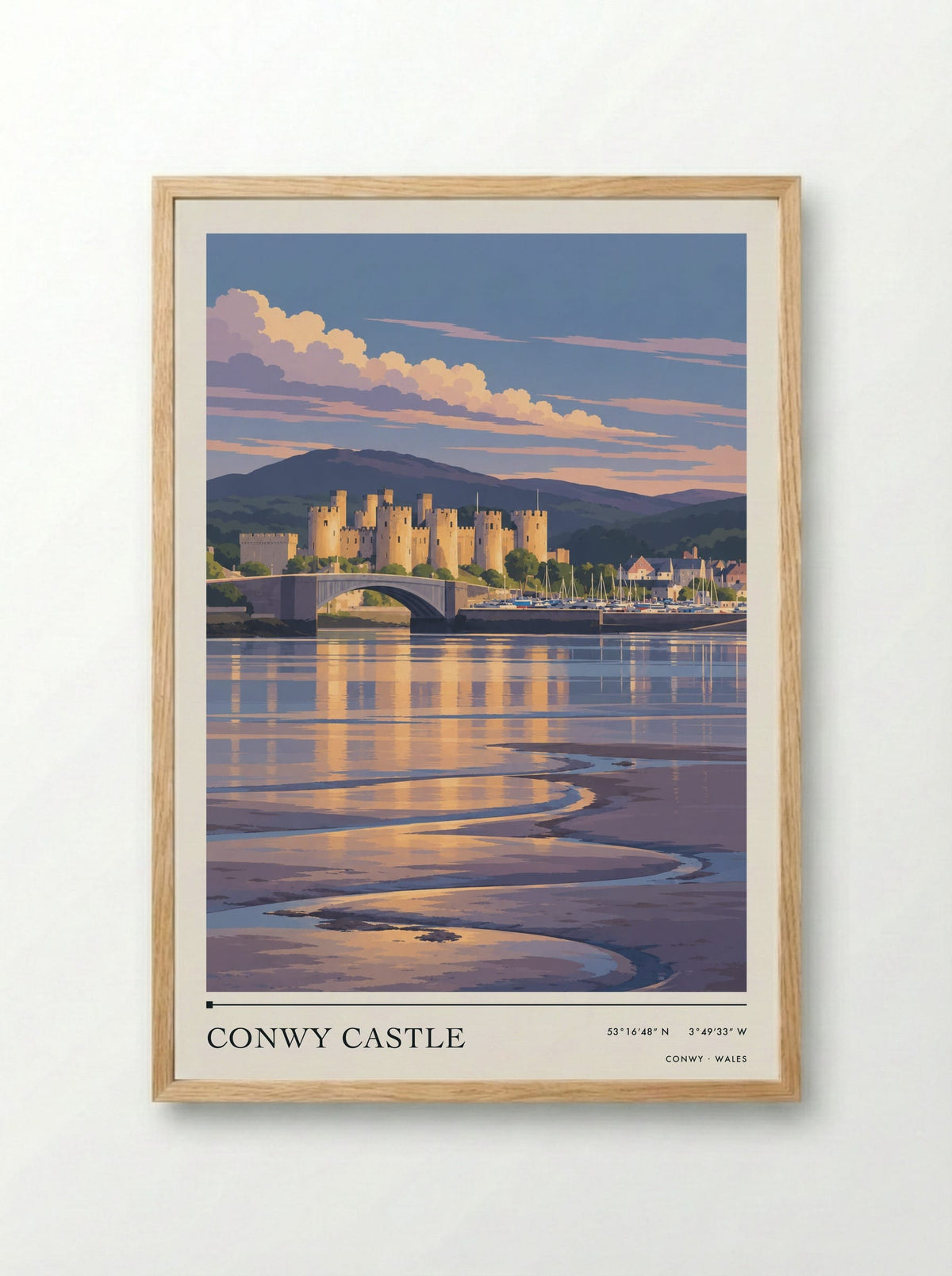 Conwy Castle | Travel Poster - Framed Print Wood