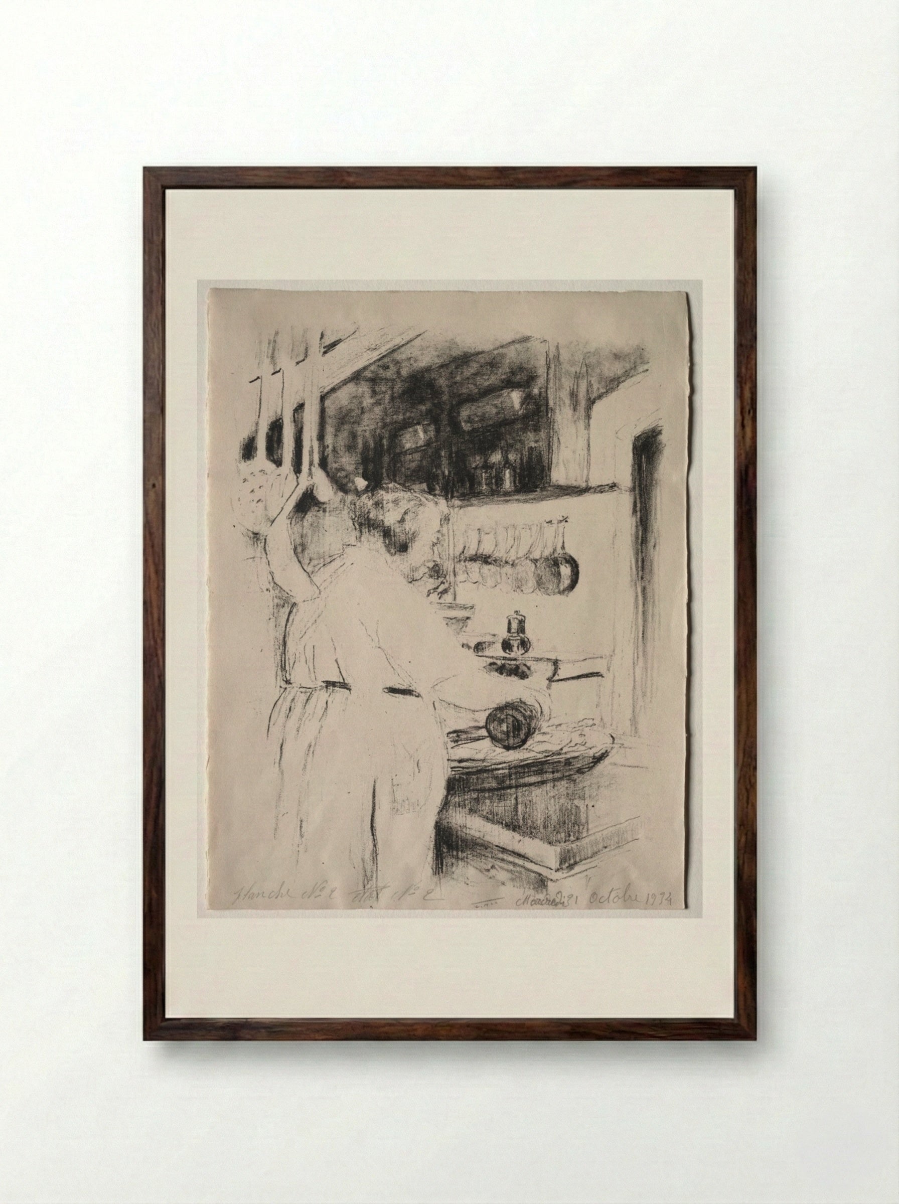 Cooking: The Cook - Édouard Vuillard - Framed Print Dark Wood