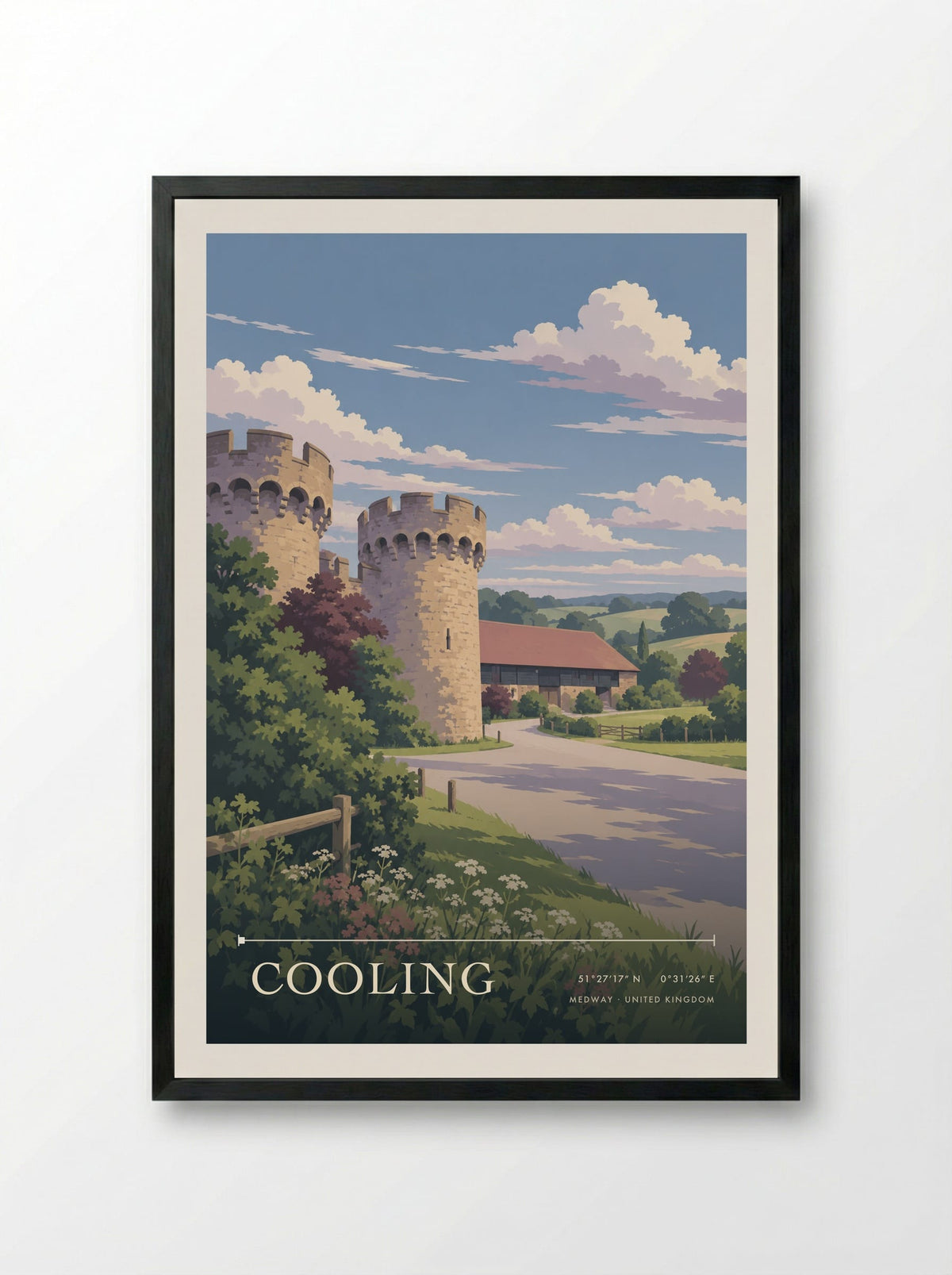 Cooling, Medway | Travel Poster - Framed Print Black
