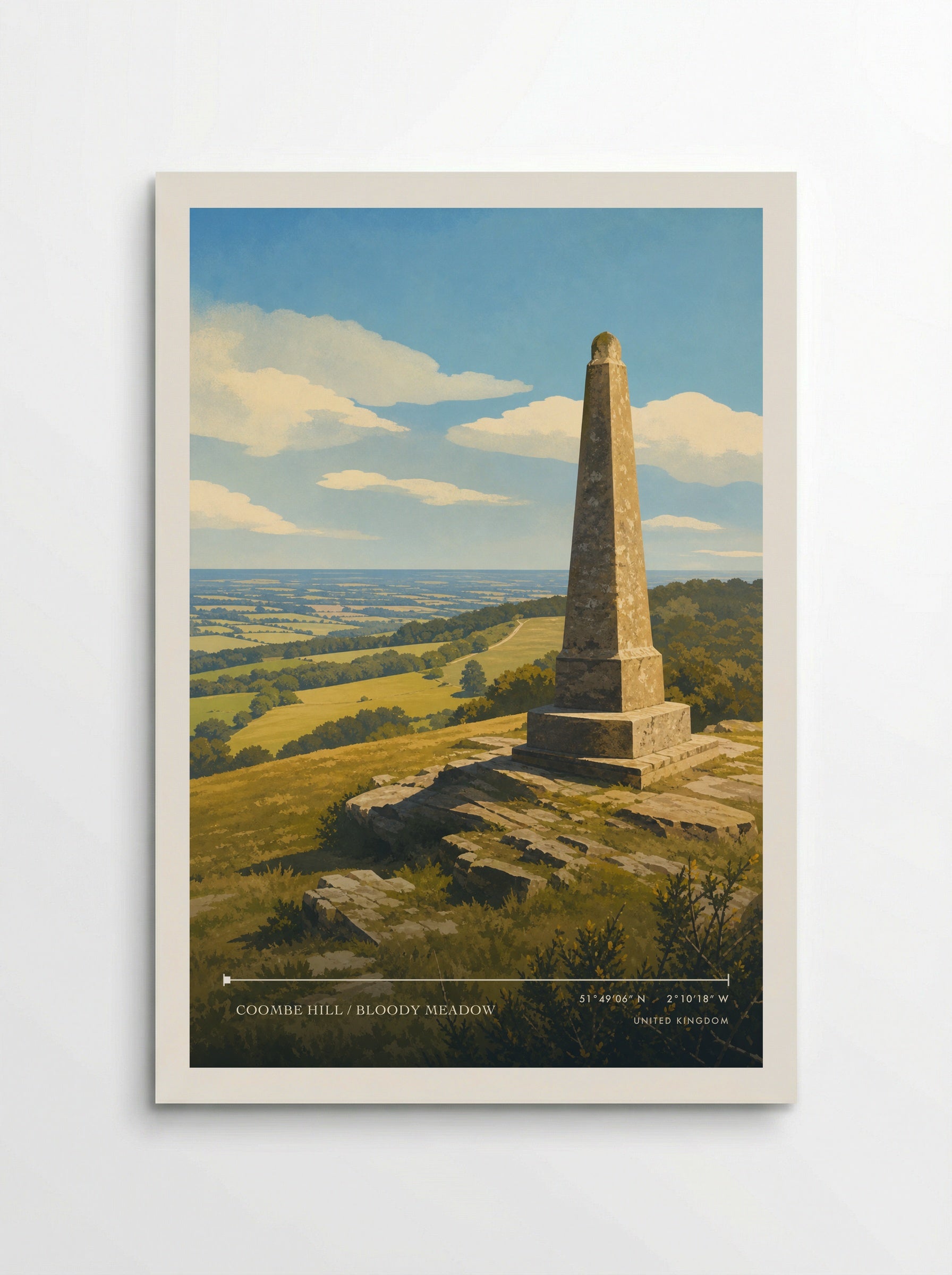 Coombe Hill / Bloody Meadow United Kingdom Travel Poster - Poster