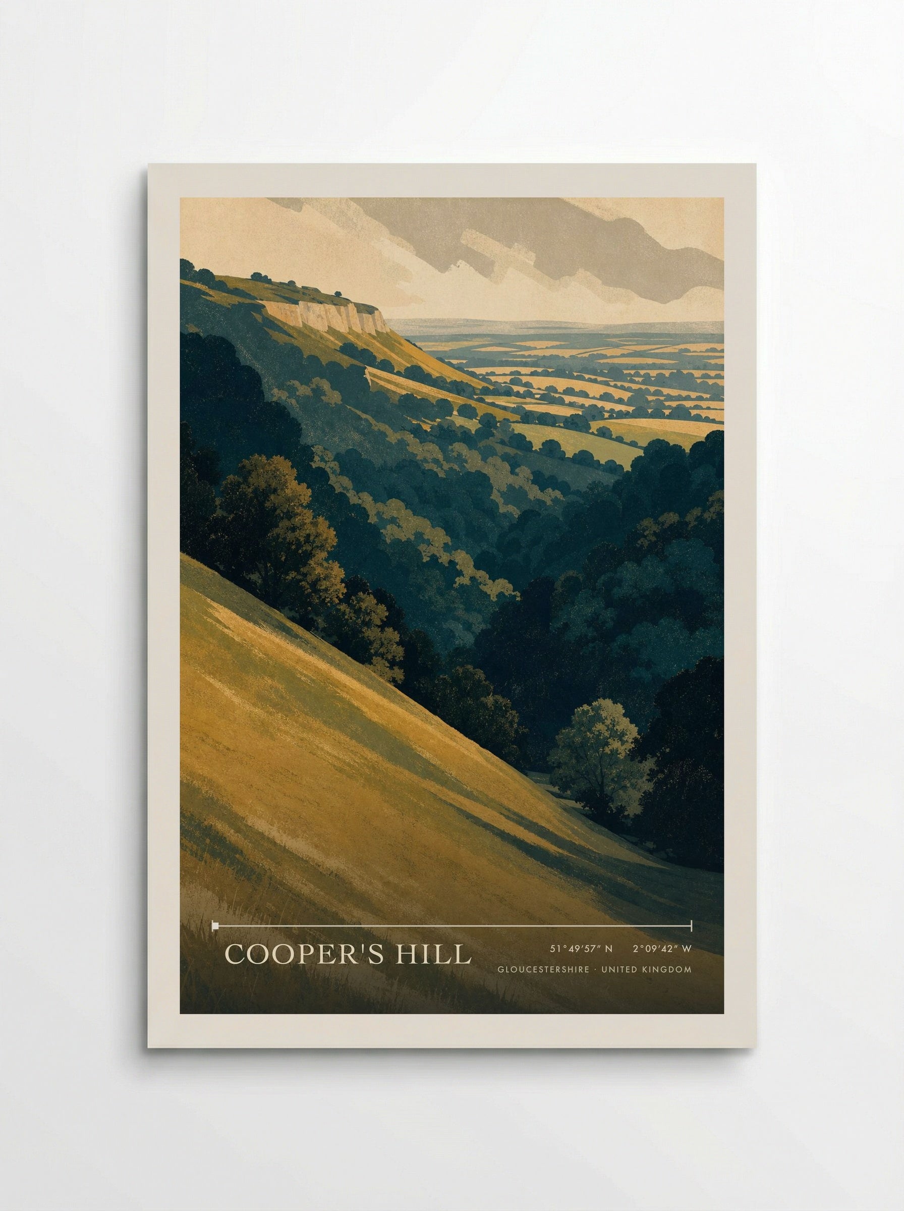 Cooper's Hill Gloucestershire United Kingdom Travel Poster - Poster