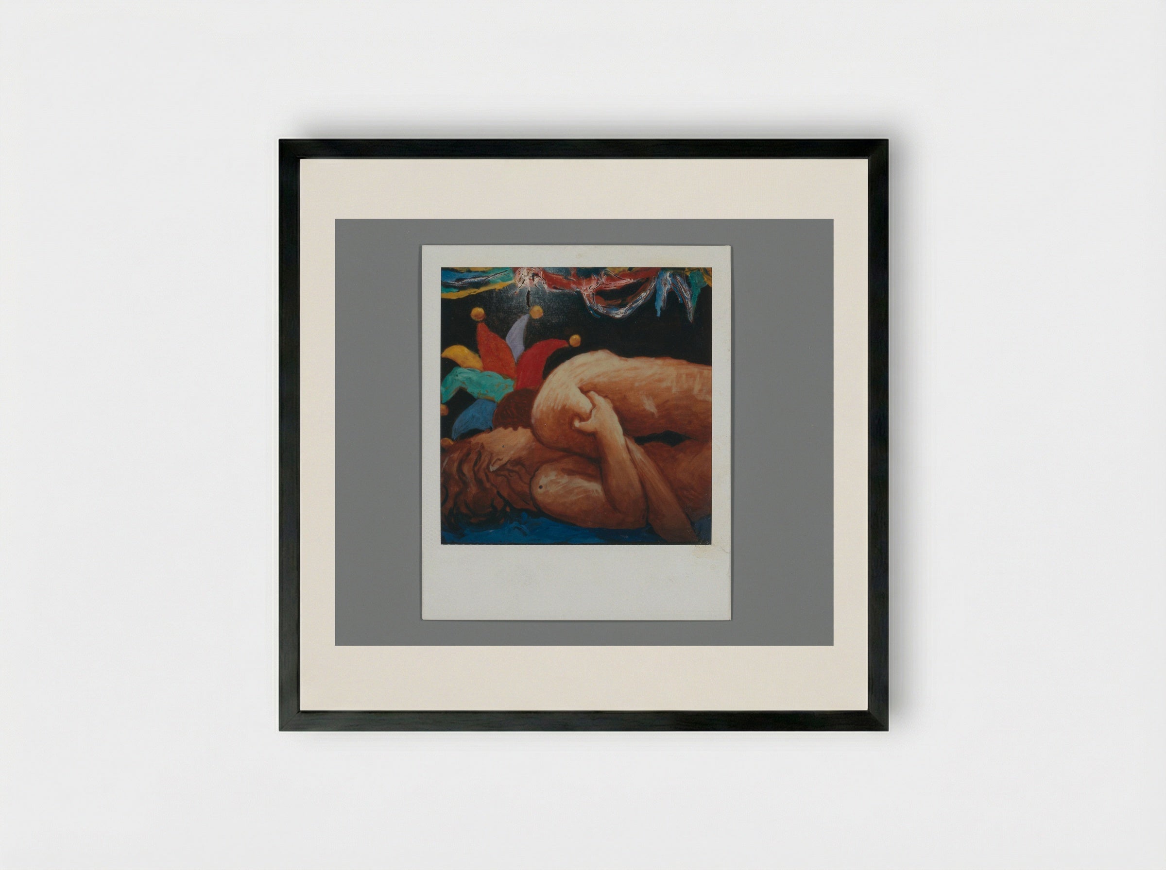 Copulating Couple with Jester's Cap - Aat Veldhoen - Framed Print Black