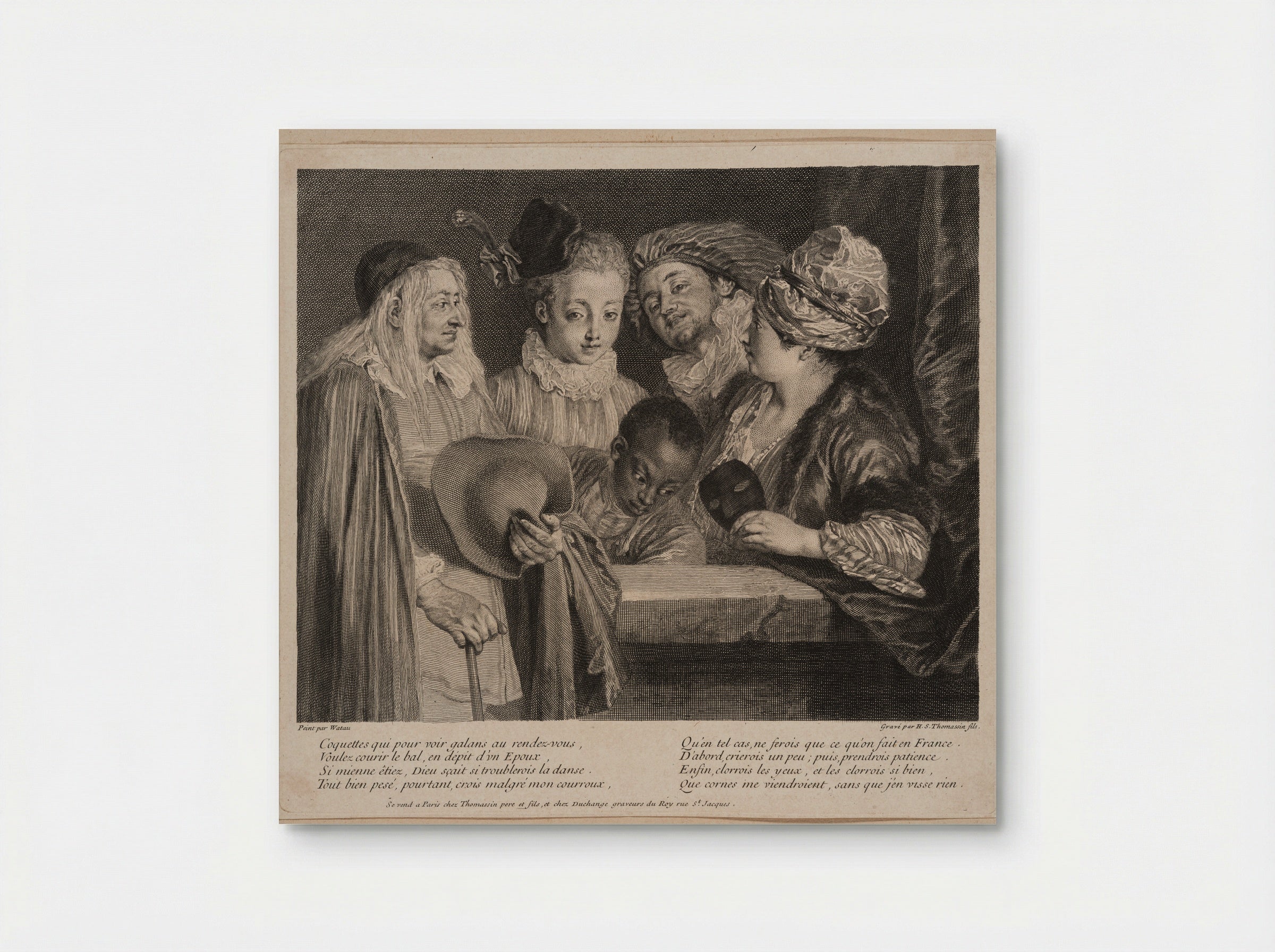 Coquettes qui pour voir galans au rendez-vous - Simon Henri Thomassin - Poster
