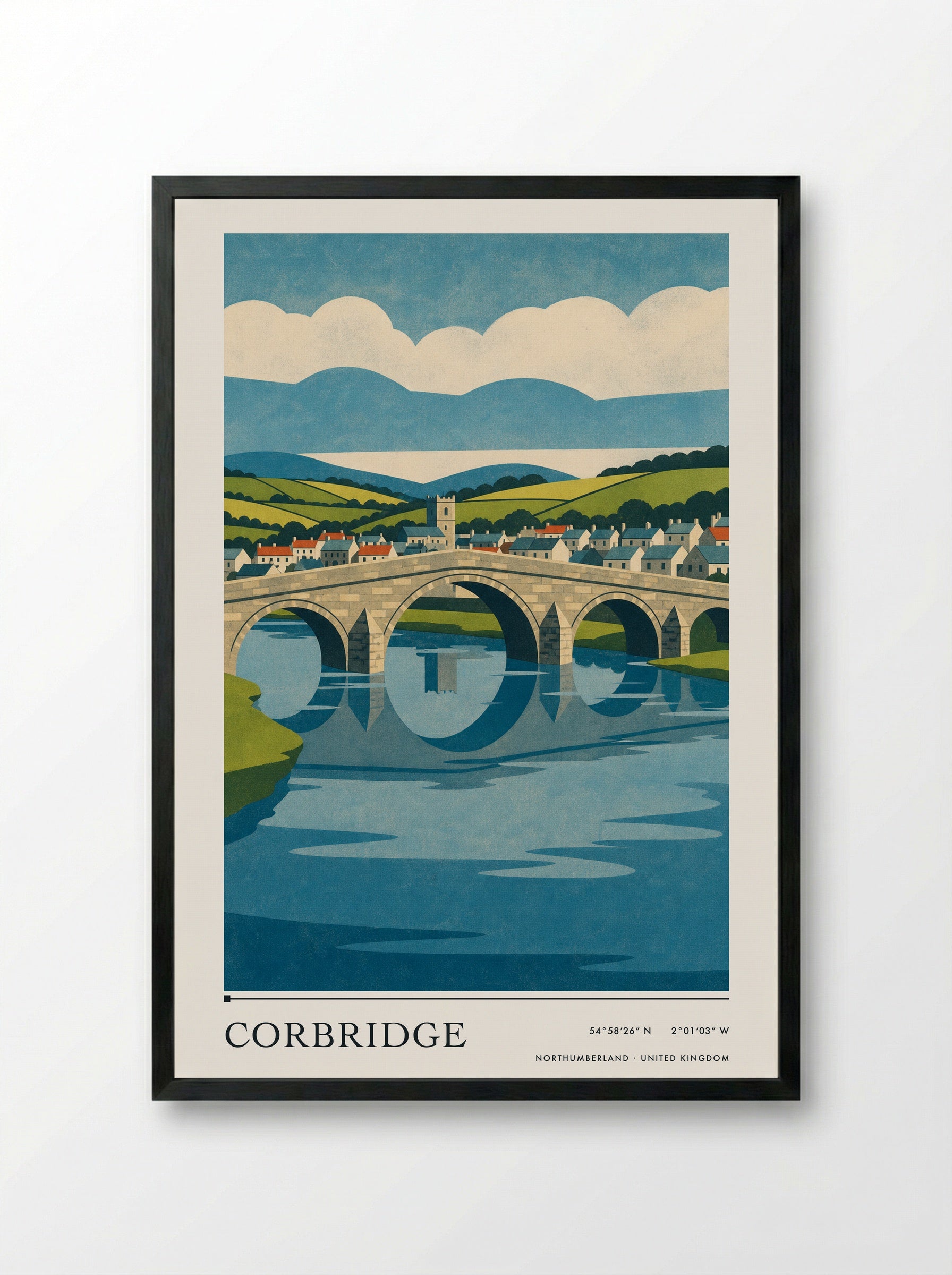 Corbridge Northumberland United Kingdom Travel Poster - Framed Print Black