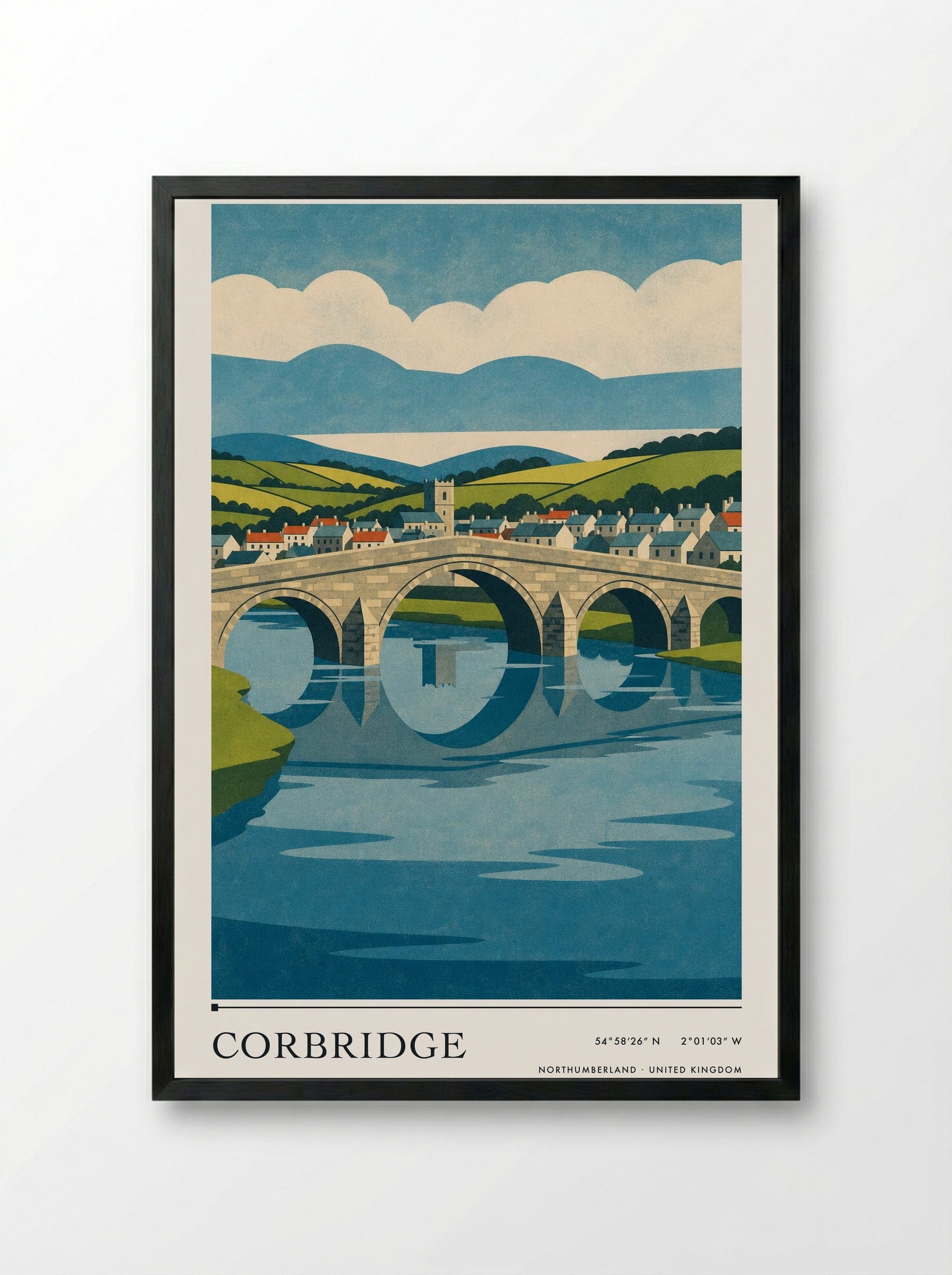 Corbridge Northumberland United Kingdom Travel Poster - Framed Print Black