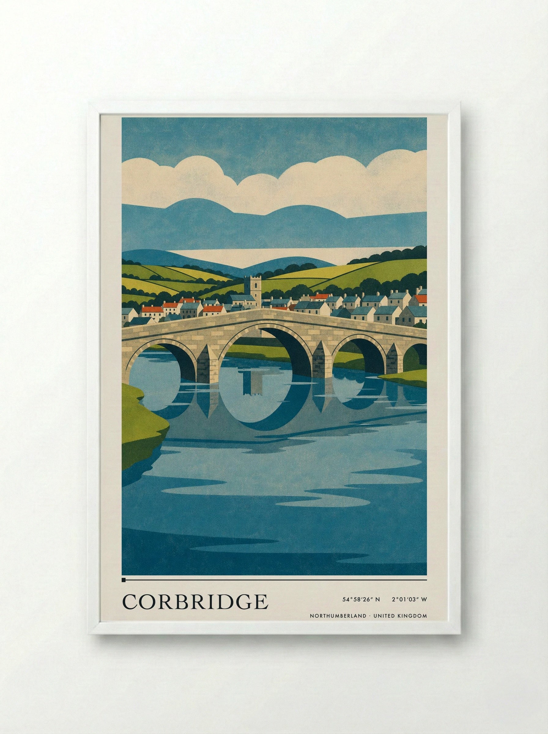 Corbridge Northumberland United Kingdom Travel Poster - Framed Print White