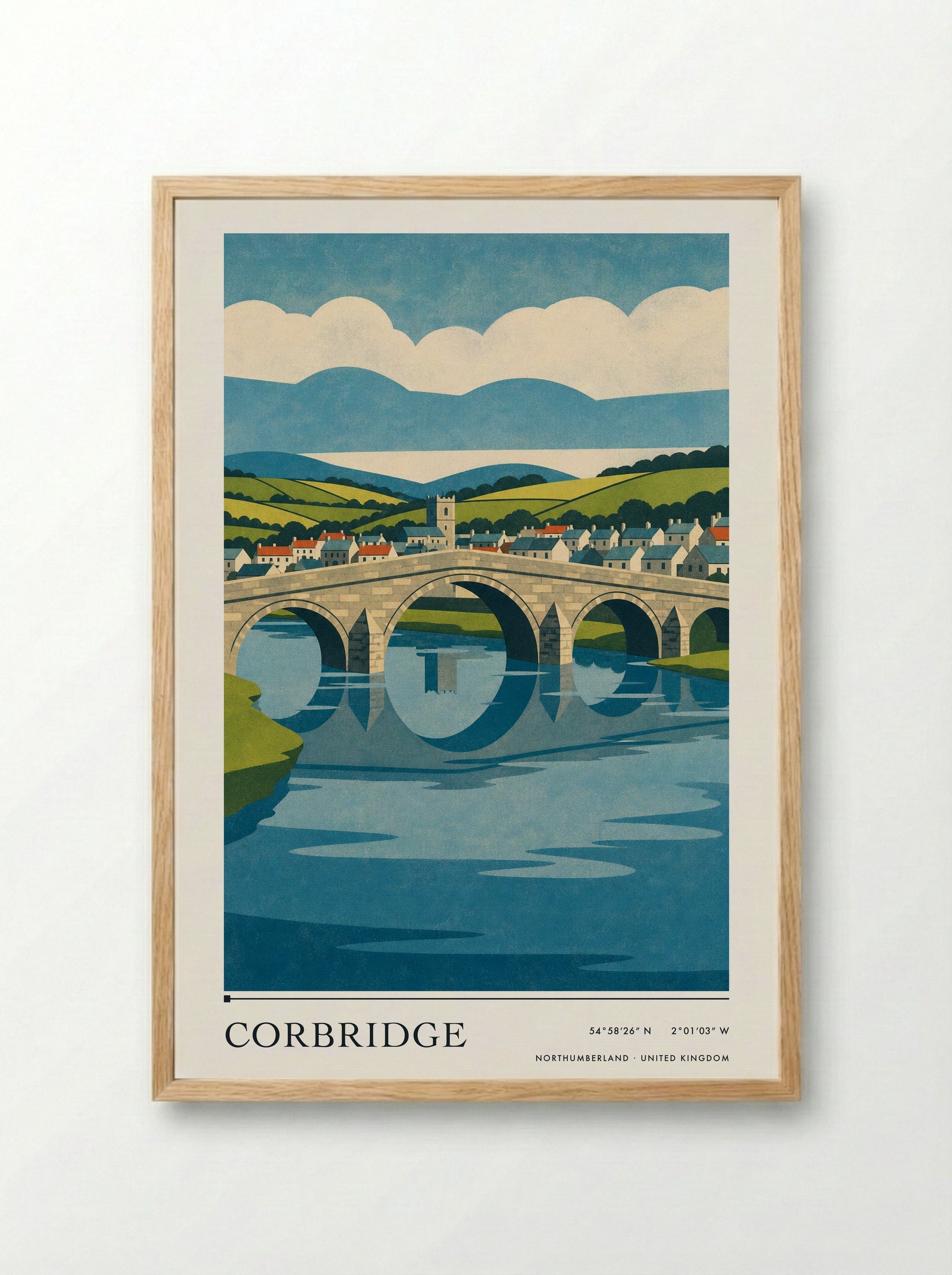 Corbridge Northumberland United Kingdom Travel Poster - Framed Print Wood