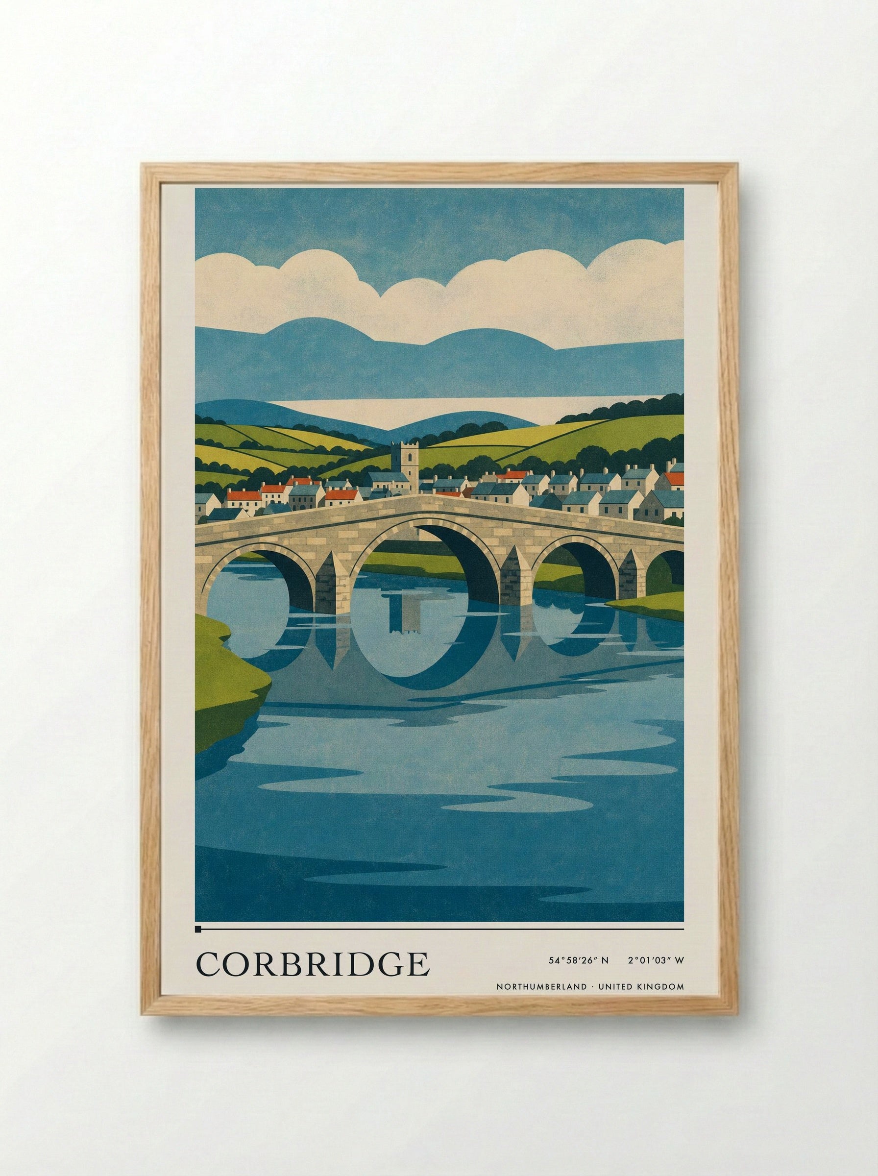 Corbridge Northumberland United Kingdom Travel Poster - Framed Print Wood